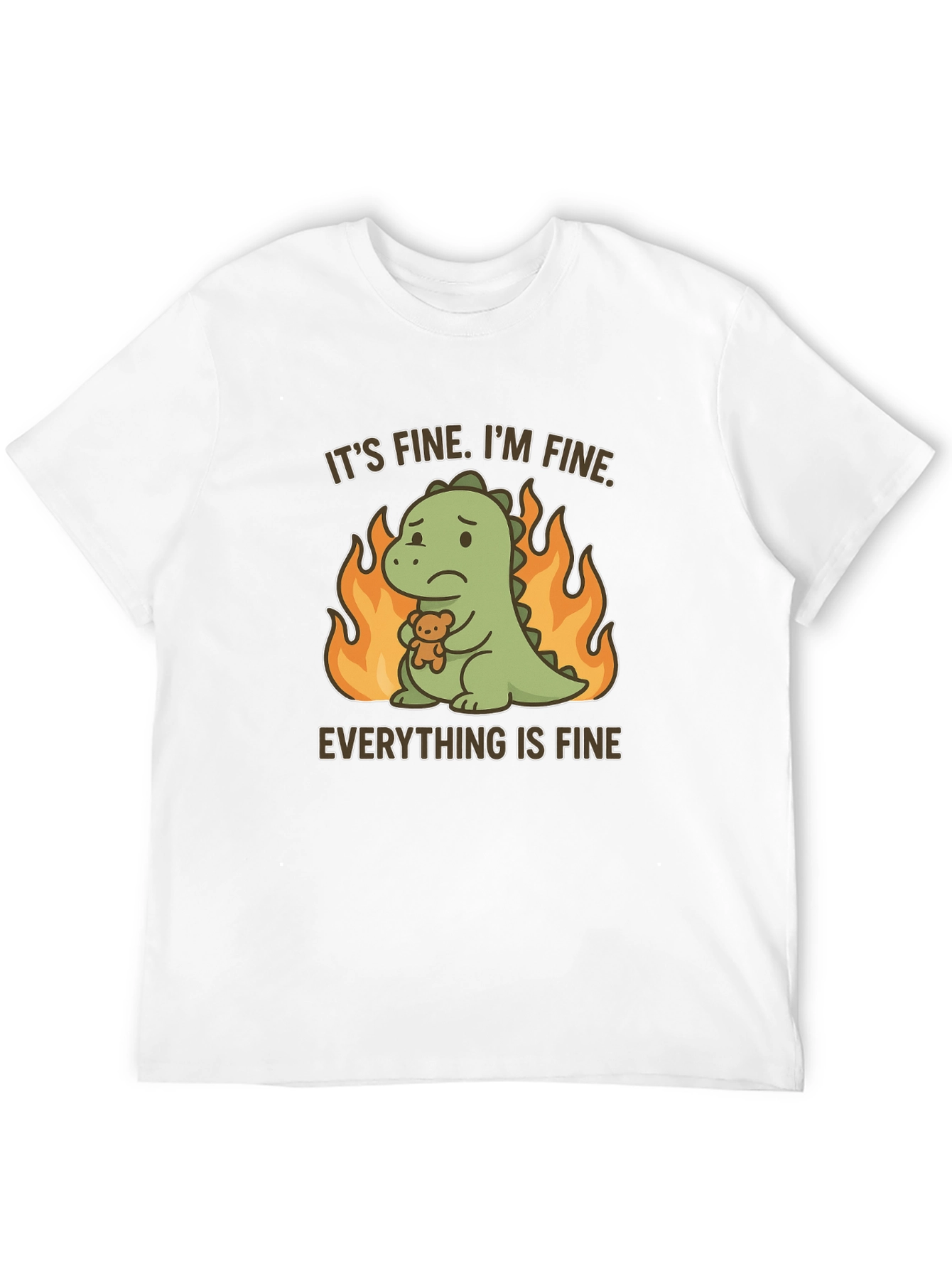 Black It's Fine Dinosaur T-Shirt view 12