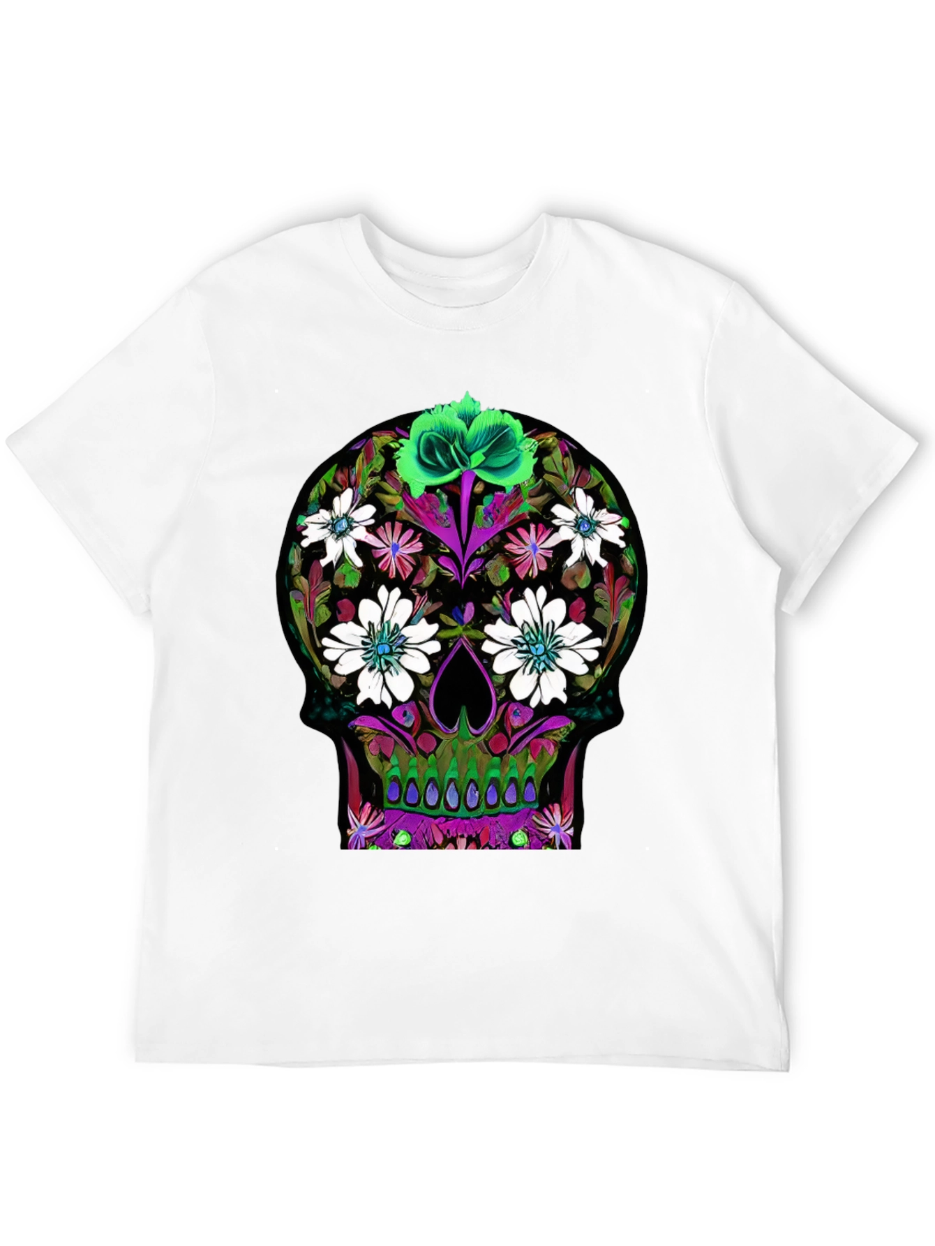 Black Floral Skull Graphic T-Shirt view 12