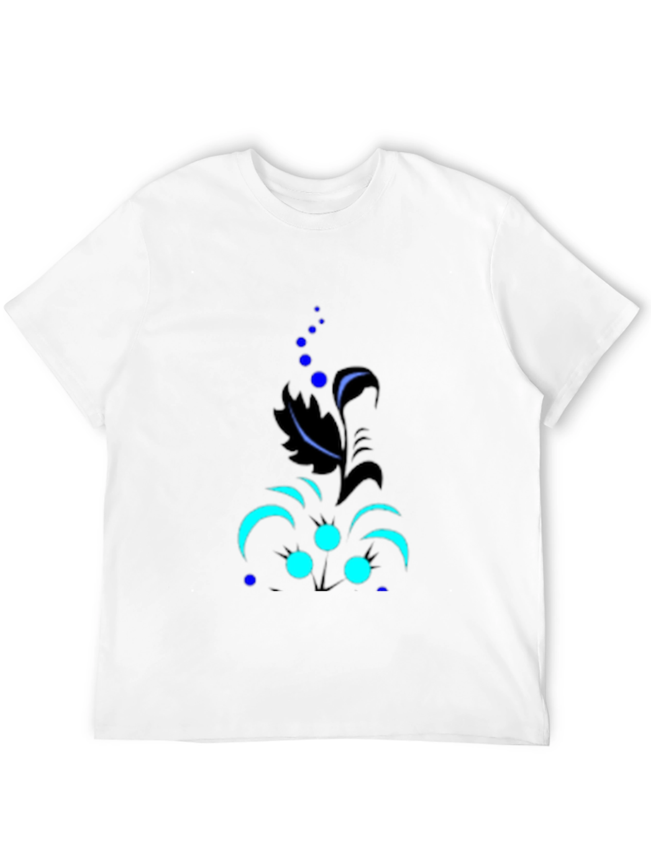 Black Men's Black Tee with Abstract Floral Design view 12
