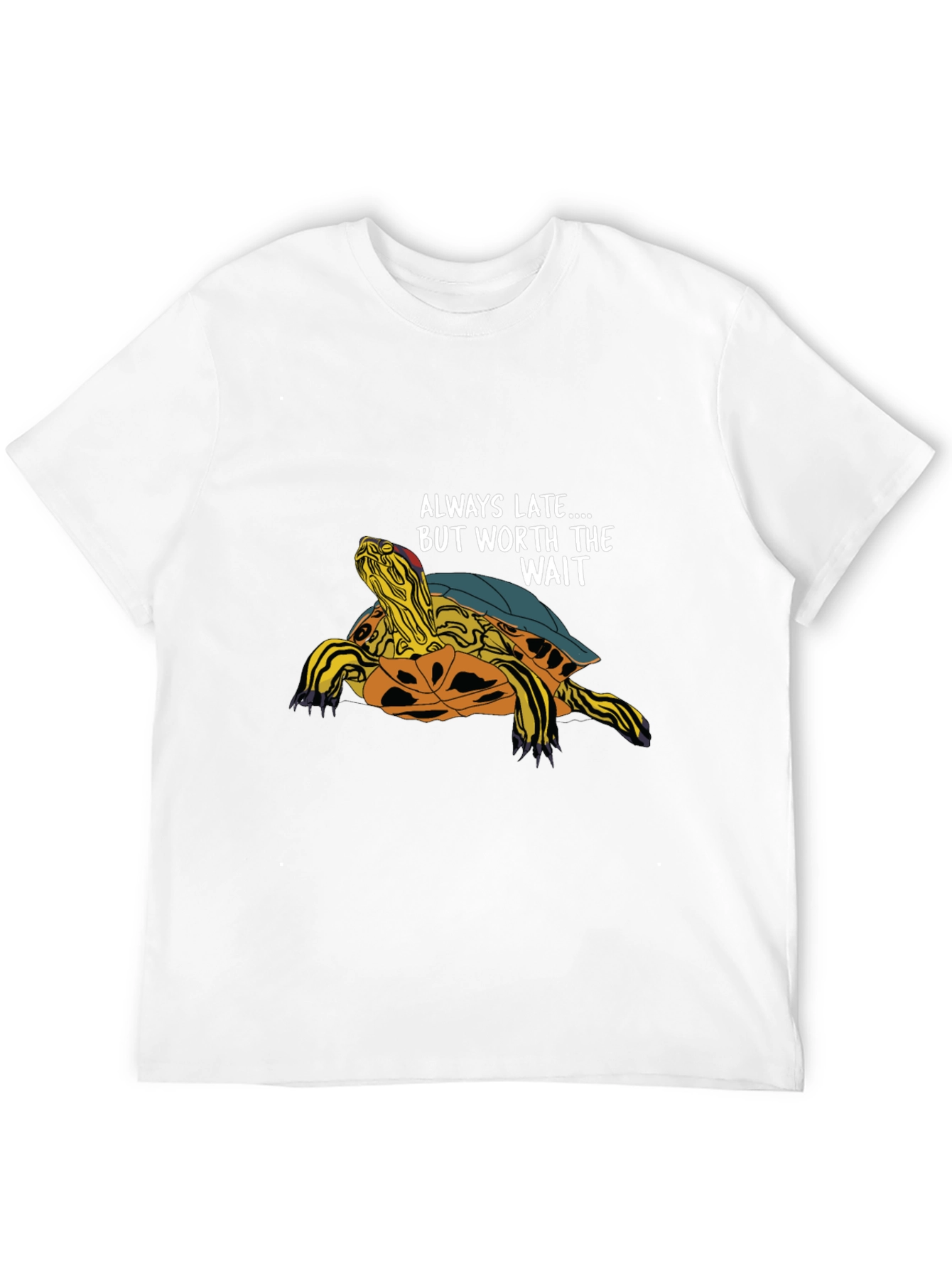 Black Always Late Turtle Graphic T-Shirt - Unisex Casual Top view 12