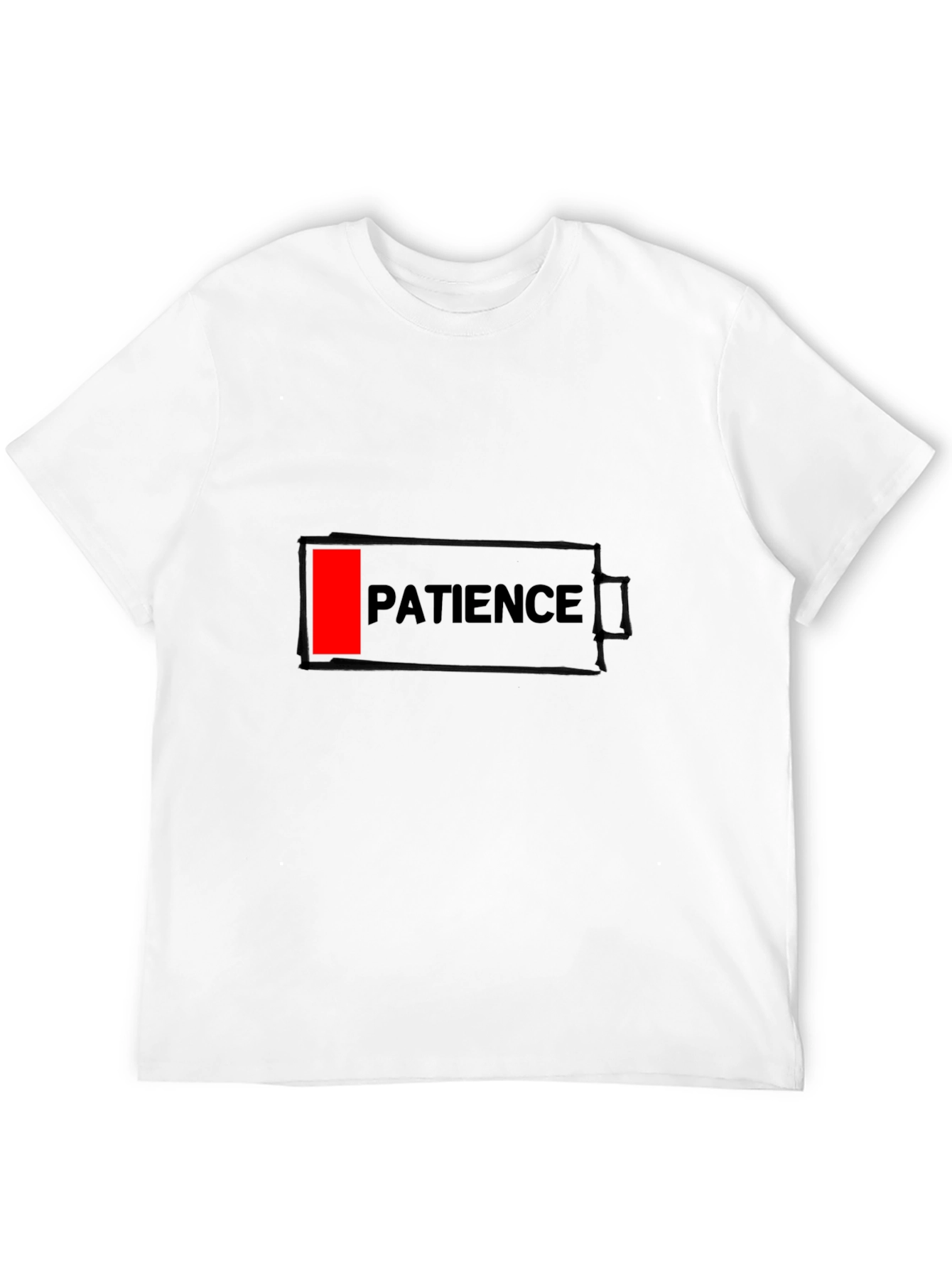Black Patience Low Battery Black Graphic Tee for Men view 12