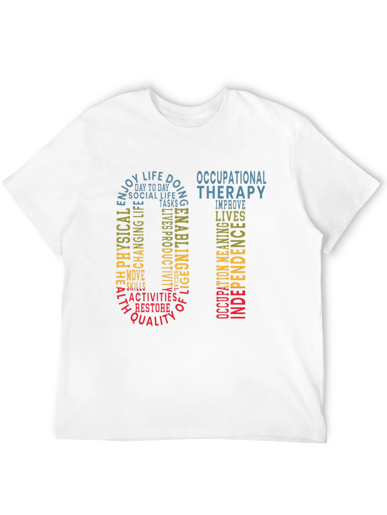 Black Occupational Therapy Word Art T-Shirt view 12