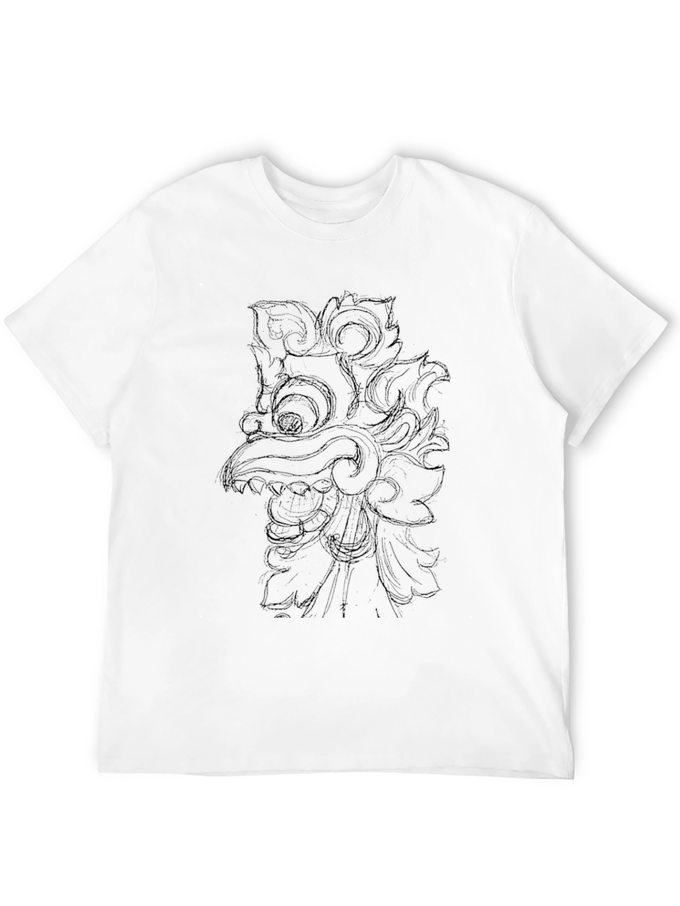 Black Black Graphic Tee with Traditional Mask Design view 12