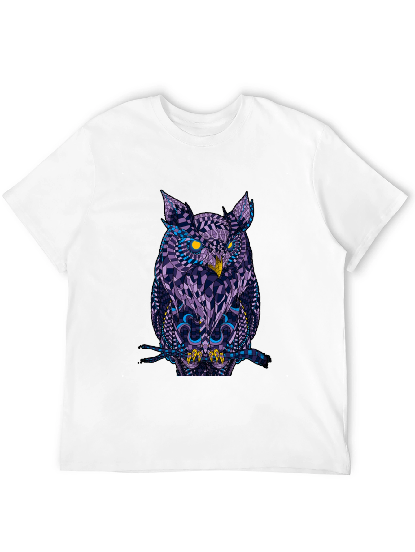 Black Geometric Owl Graphic Tee - Black Cotton view 12