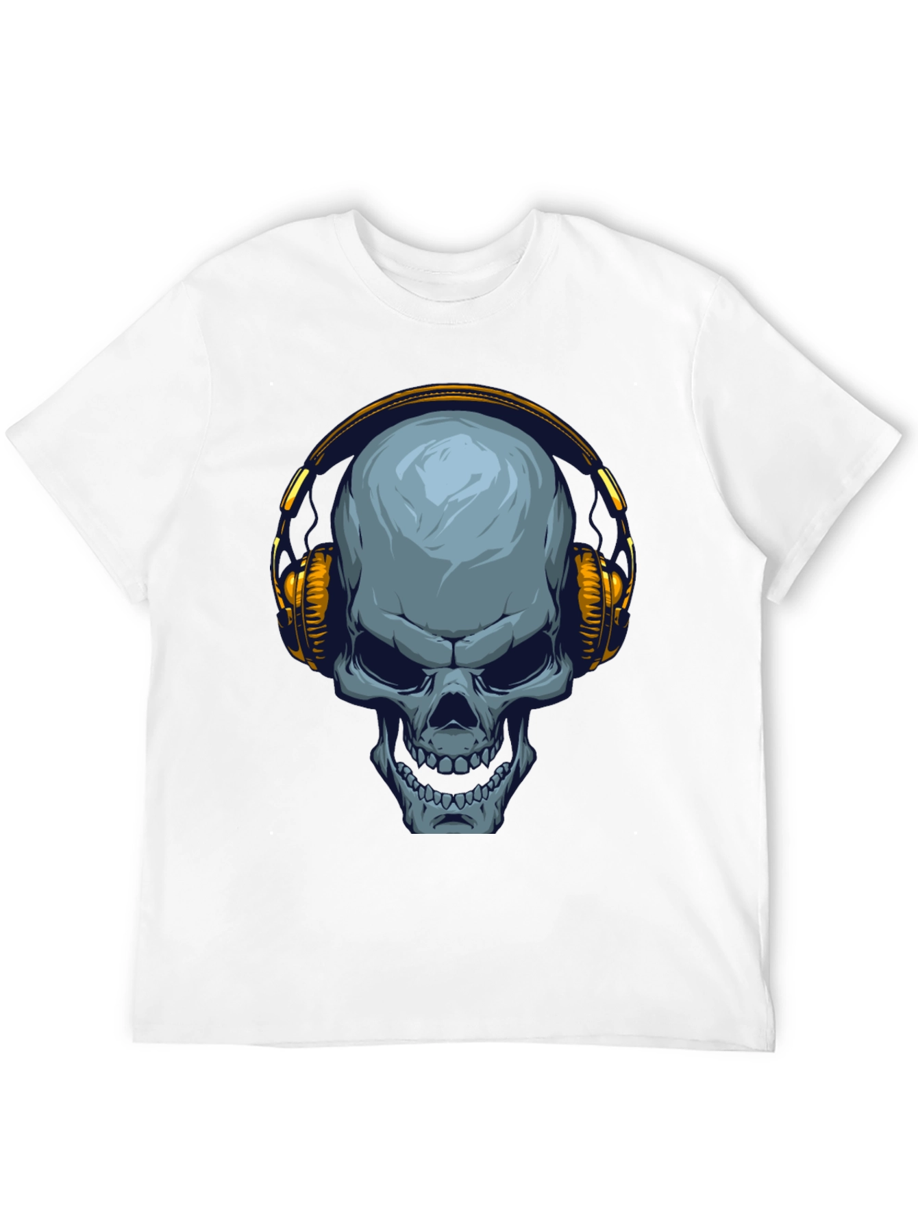 Black Skull with Headphones Graphic T-Shirt view 12