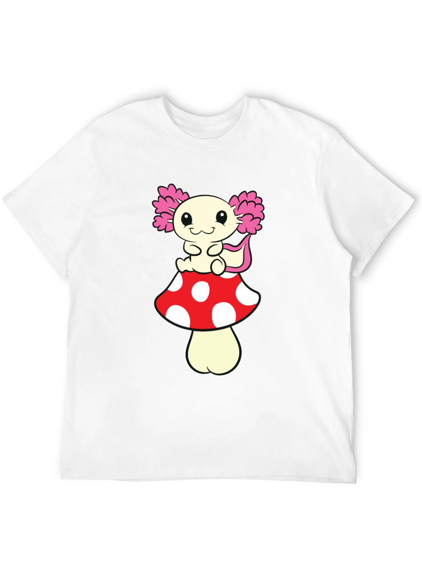 Black Axolotl Mushroom T-Shirt - Cute Cartoon Tee view 12