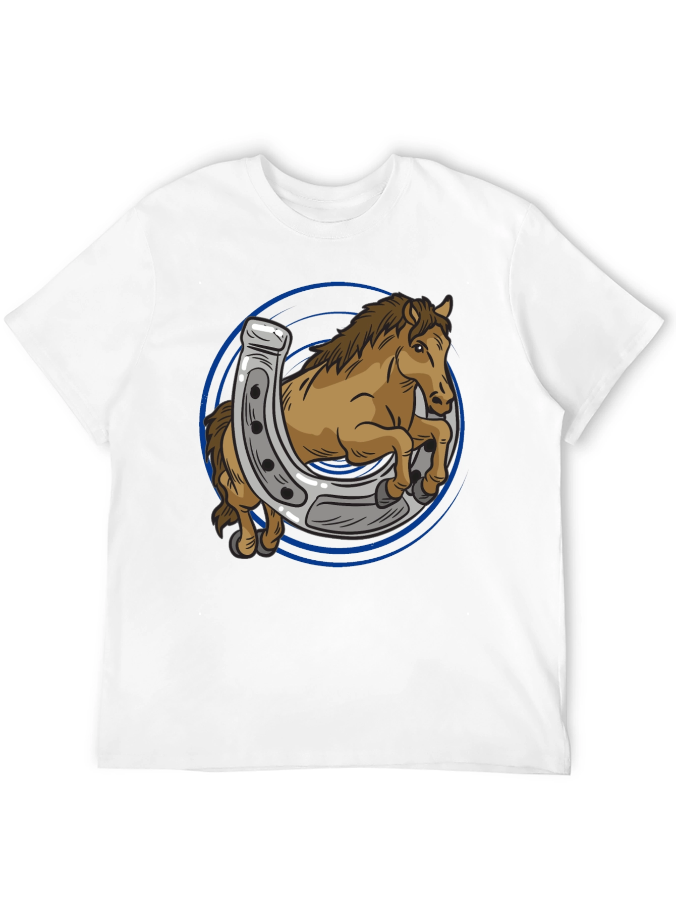 Black Horse and Horseshoe Graphic T-Shirt view 12