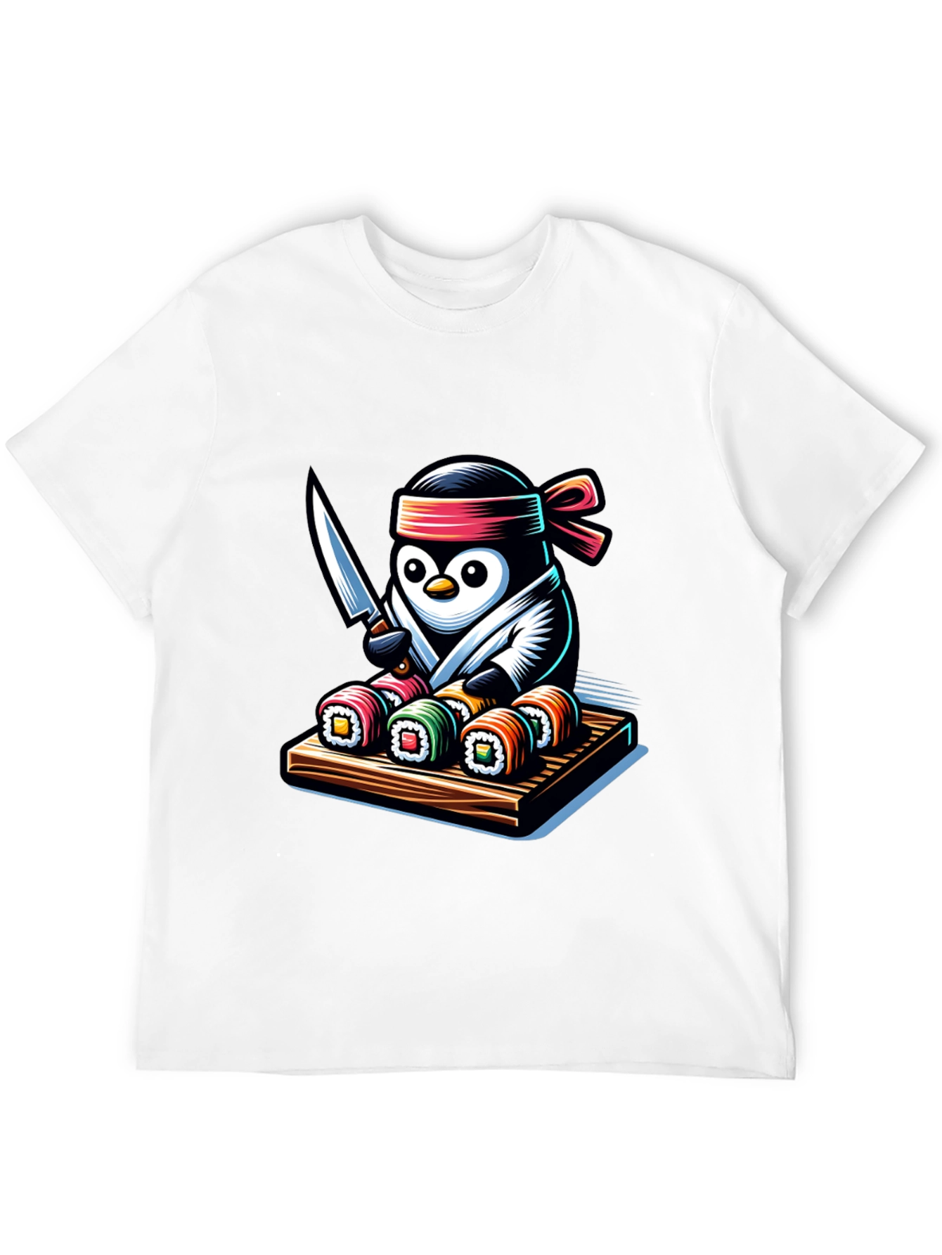 Black Sushi Chef Penguin T-Shirt - Unique Design view 12