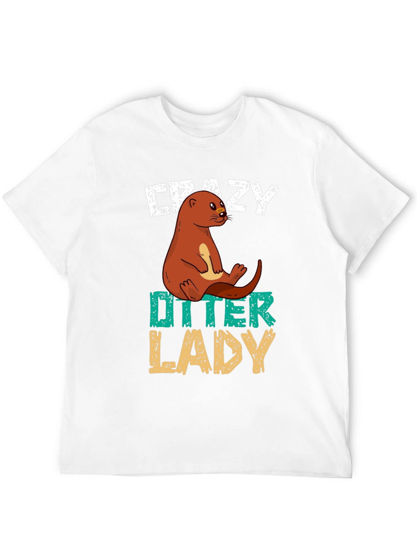 Black Crazy Otter Lady T-Shirt - Unisex Animal Lover Tee view 12