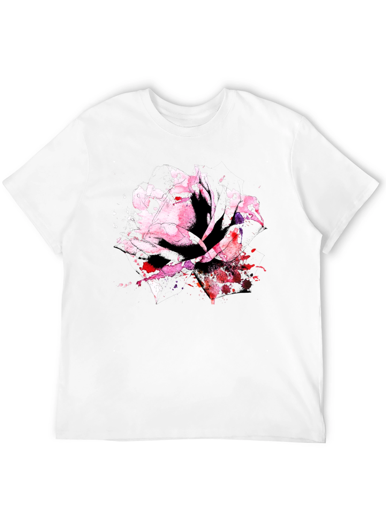 Black Rose Watercolor Black T-Shirt view 12