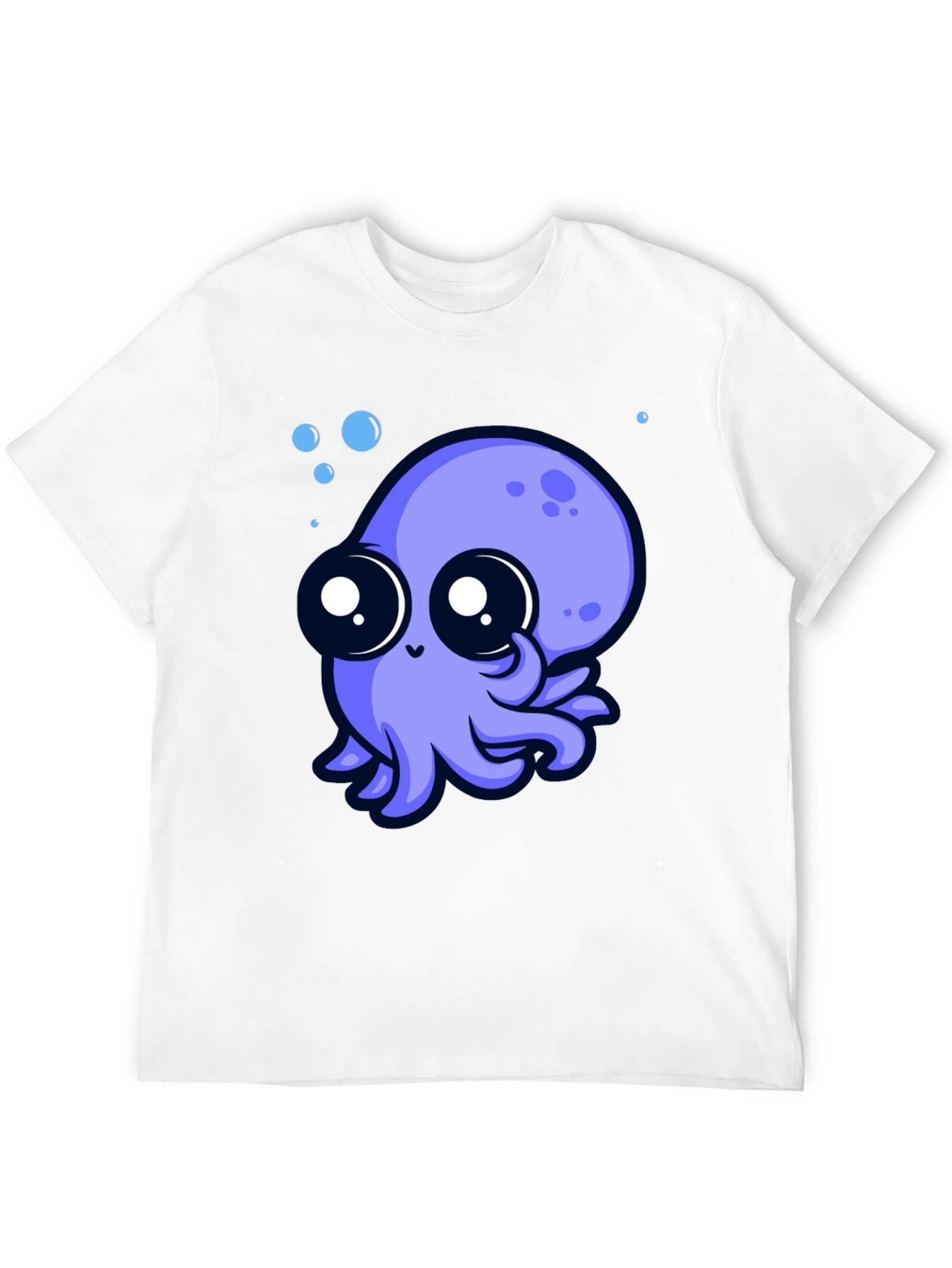Black Cute Octopus Graphic Tee - Black Cotton T-Shirt view 12