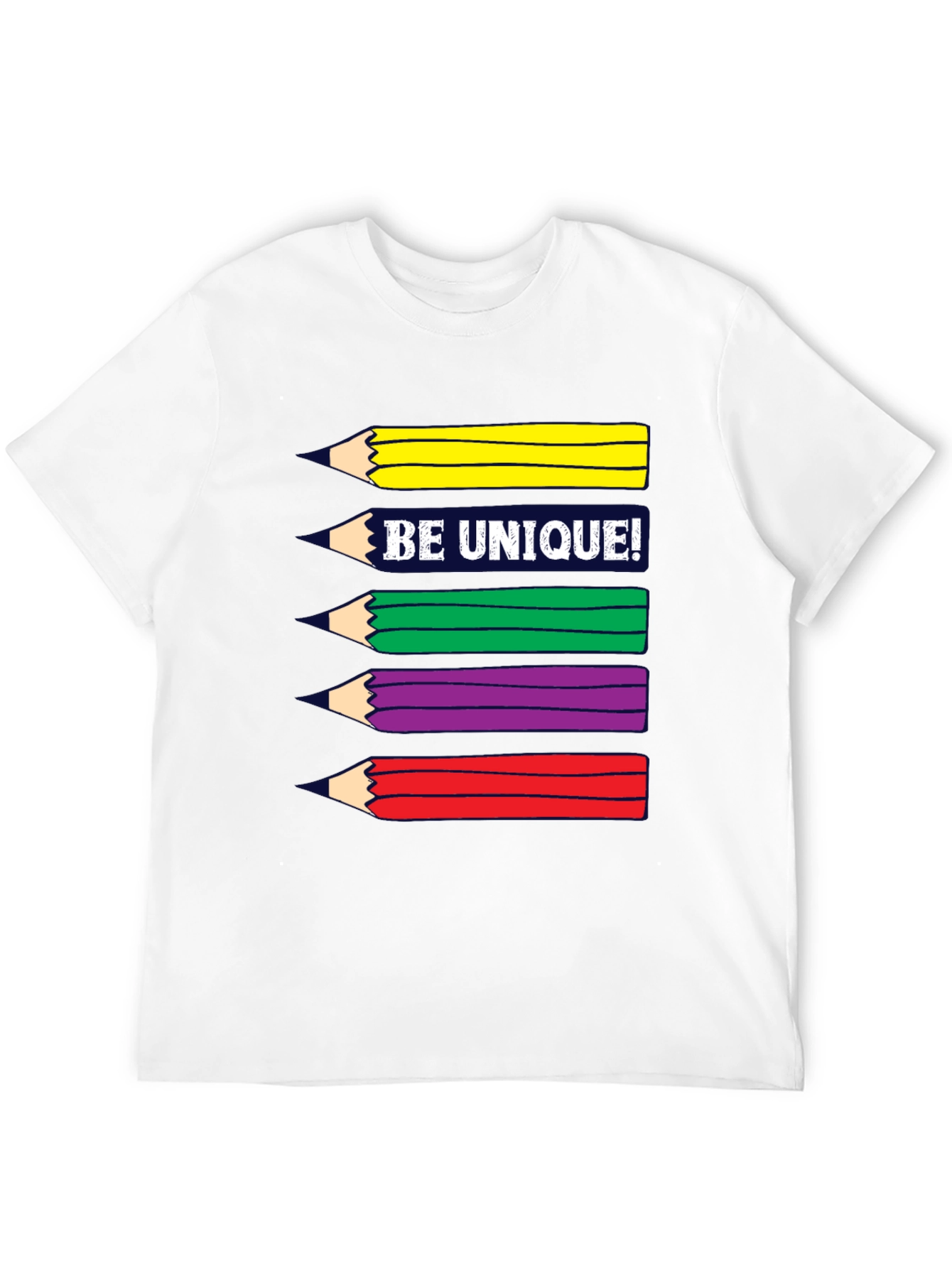Black Be Unique! Colorful Pencils Graphic T-Shirt view 12