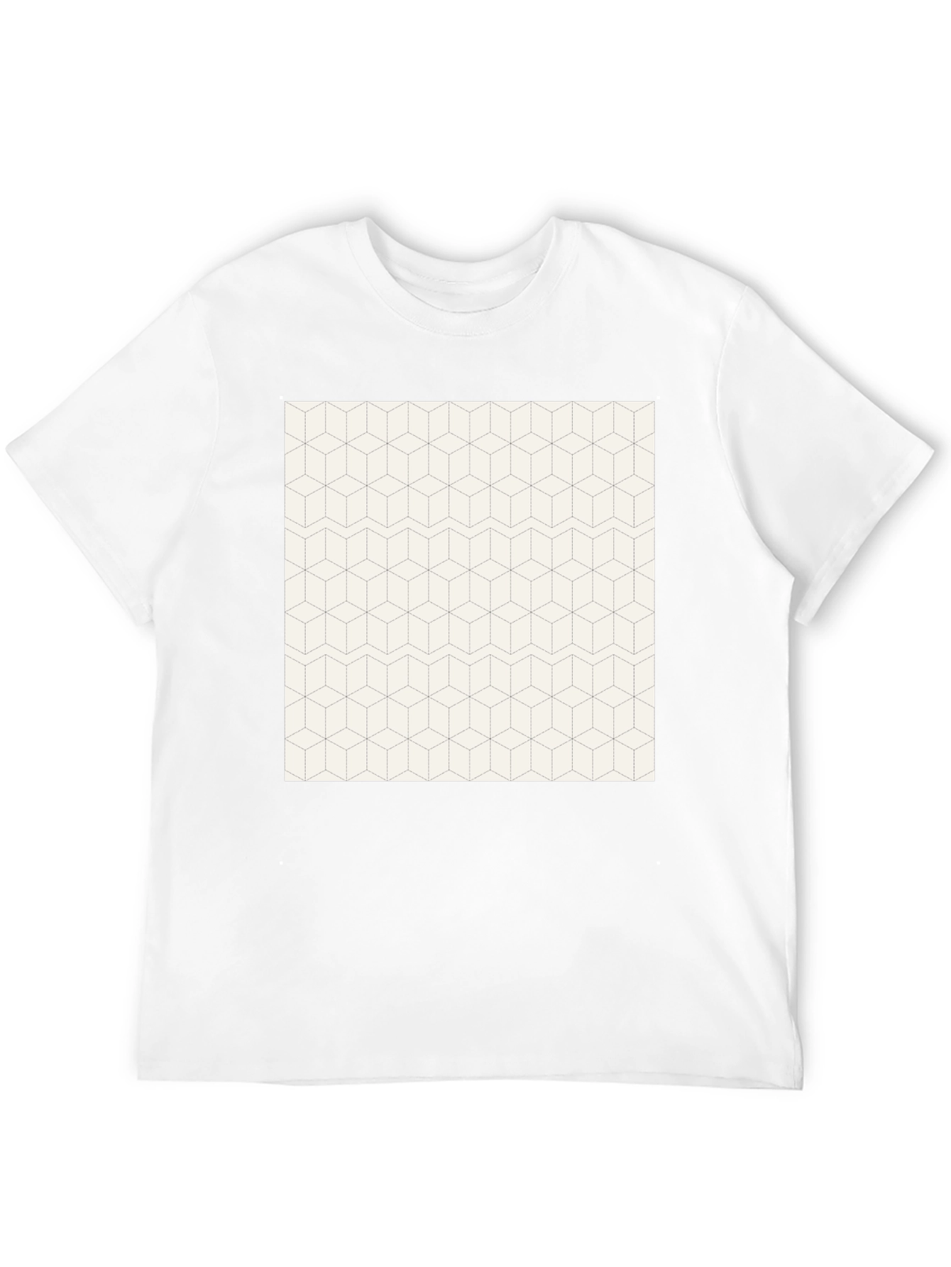 Black Geometric Cube Pattern Black T-Shirt view 12