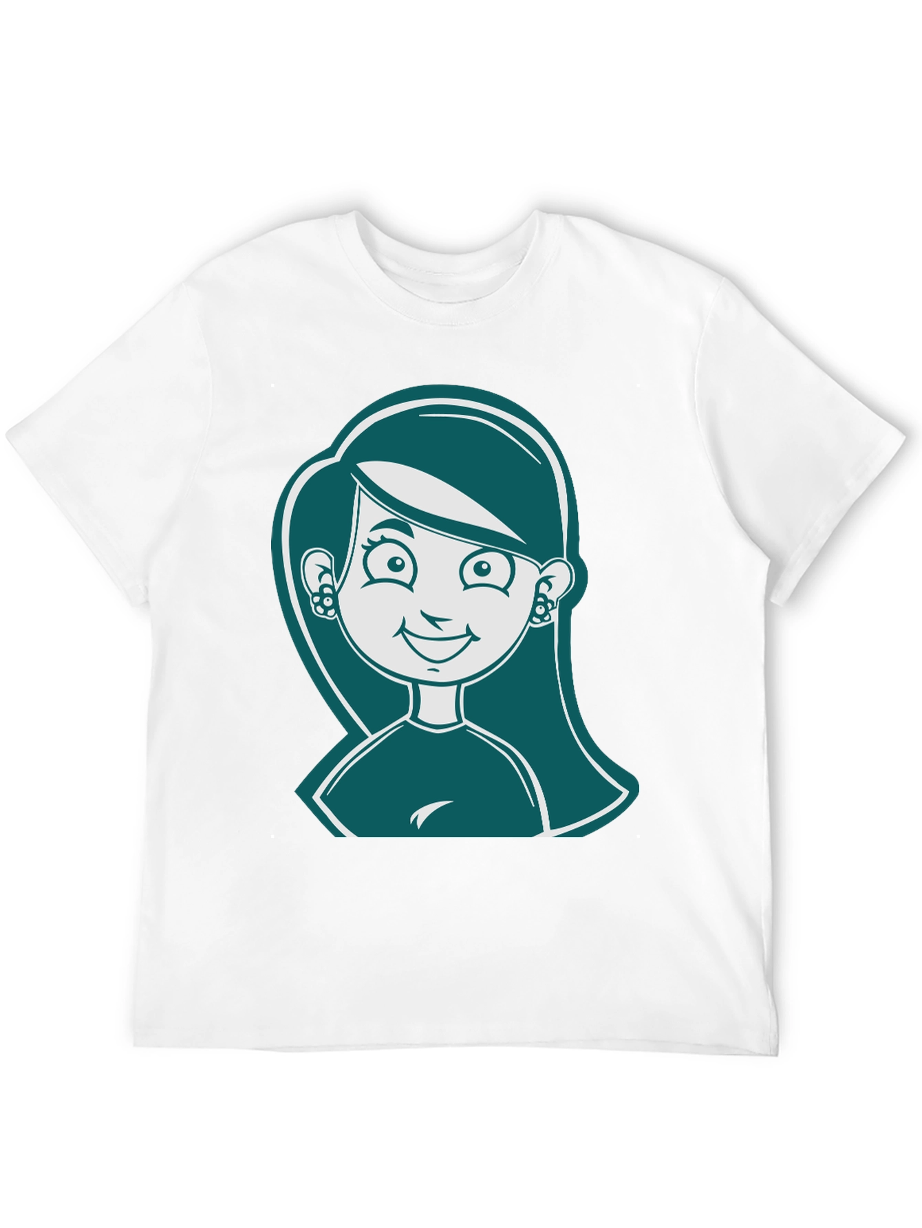 Black Cartoon Girl Graphic Print Black T-Shirt view 12