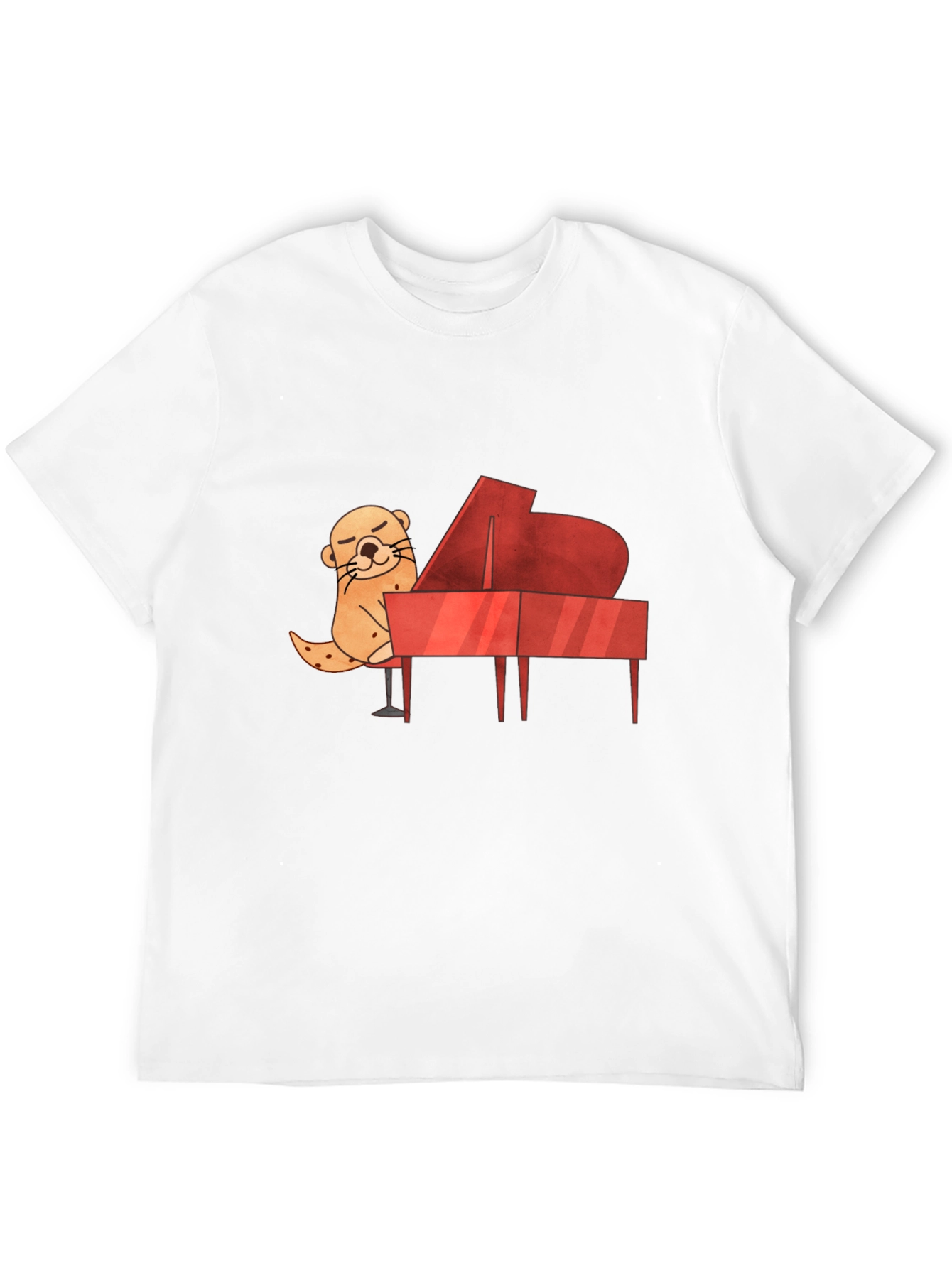 Black Otter Playing Piano Graphic Tee view 12