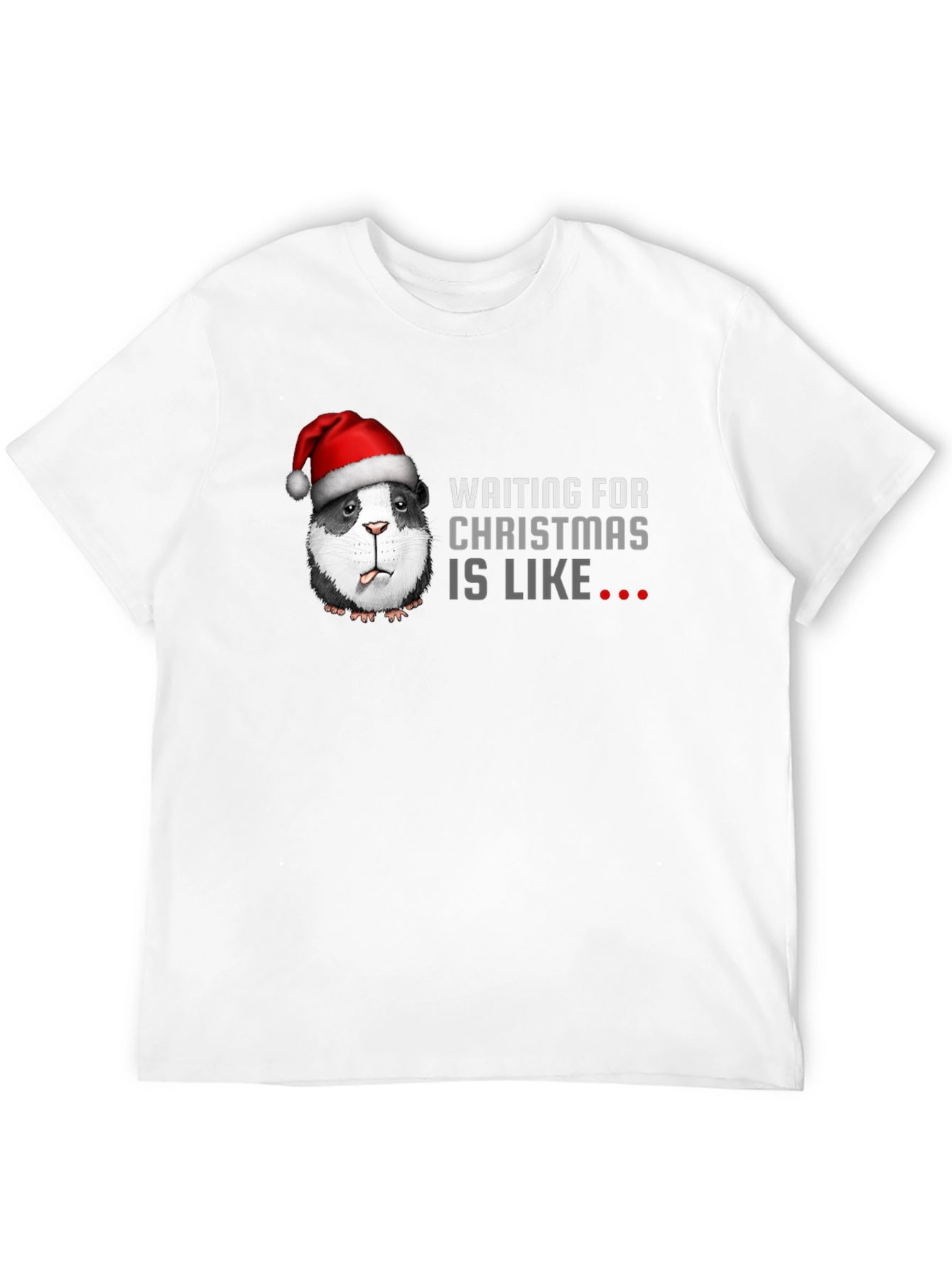 Black Waiting For Christmas Guinea Pig Santa T-Shirt view 12