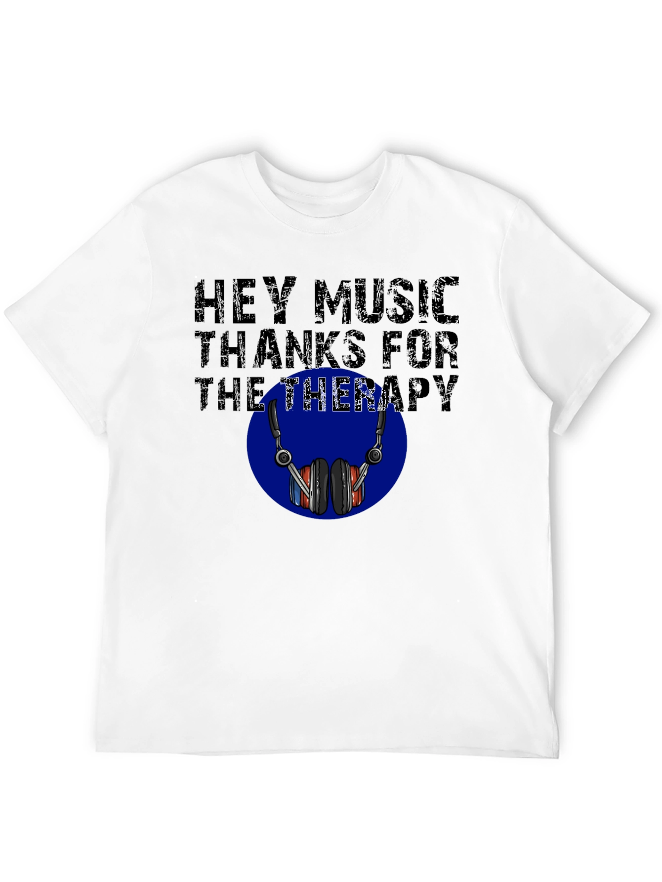 Black Music Therapy T-Shirt - Headphones Design view 12