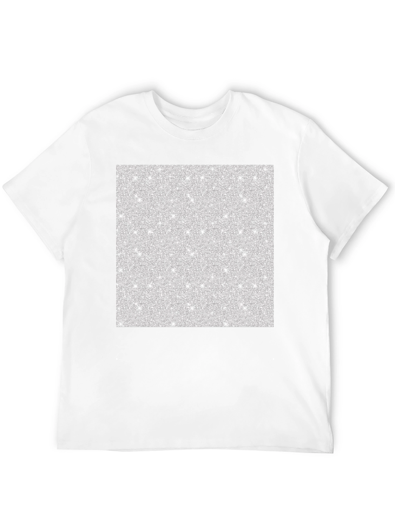 Black Men's Black T-Shirt with Abstract Glitter Square Design view 12