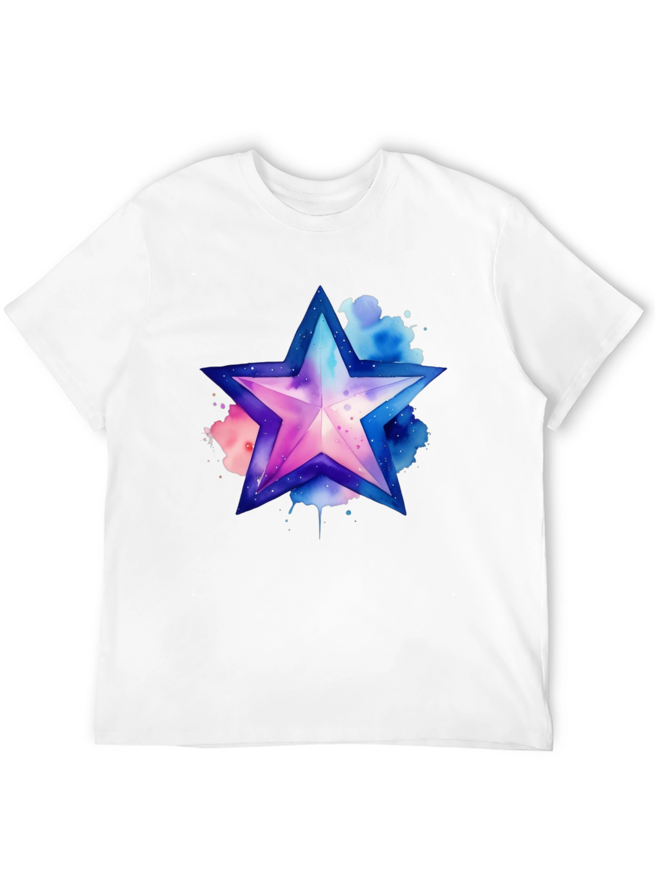 Black Watercolor Star Graphic Tee - Stylish Men's Black T-Shirt view 12