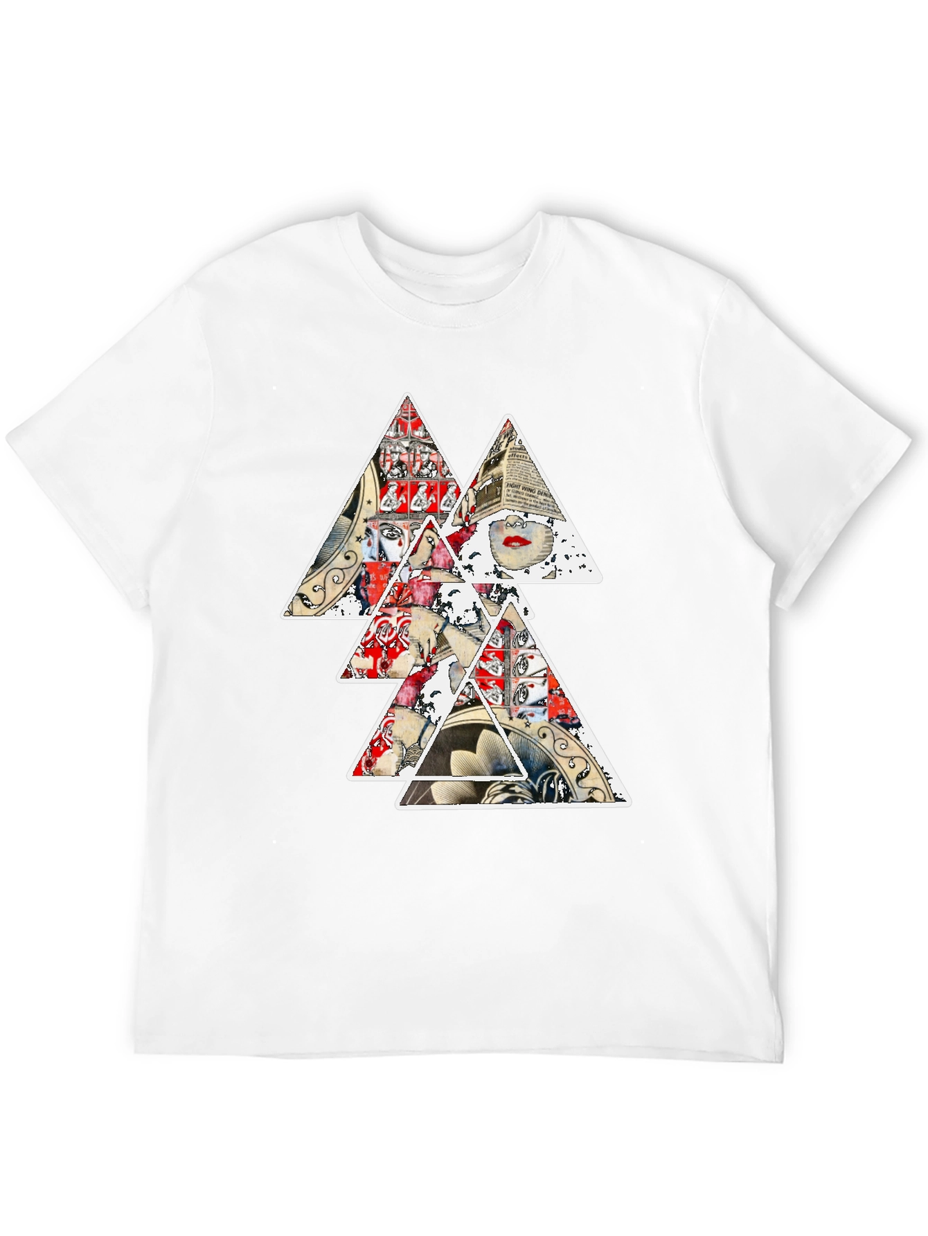 Black Abstract Triangle Graphic Print Black T-Shirt view 12
