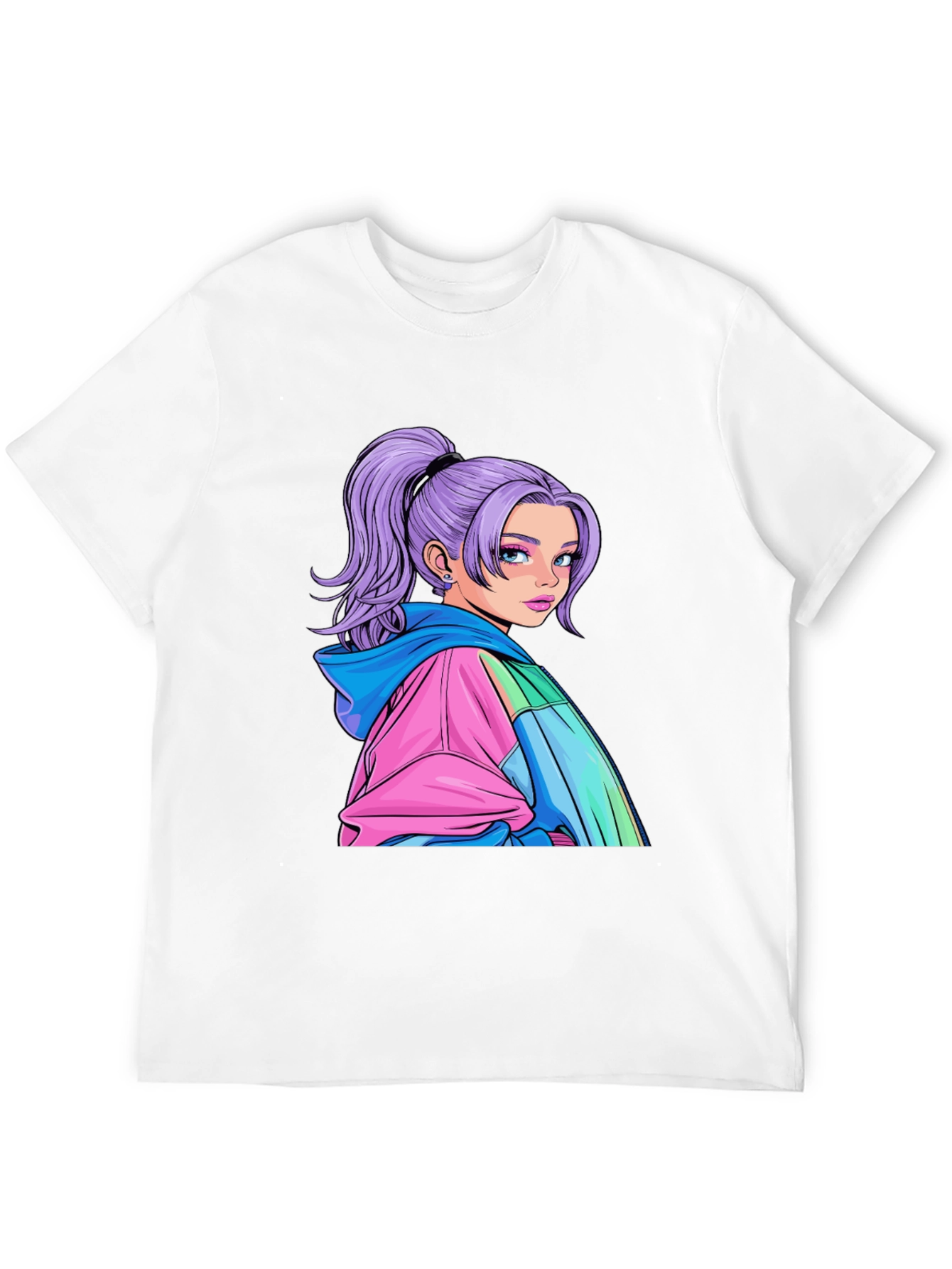 Black Anime Girl Graphic Black T-Shirt view 12