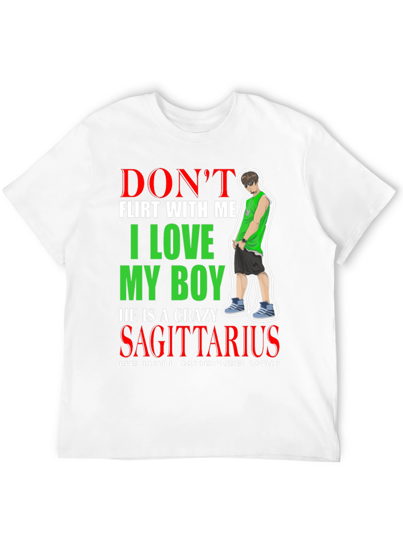 Black Don't Flirt With Me Crazy Sagittarius Boy T-Shirt view 12