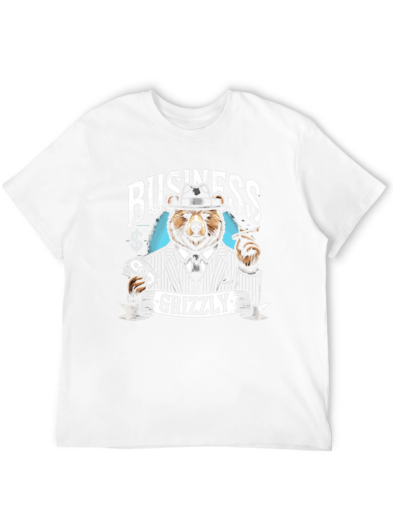 Black Business Grizzly T-Shirt - Cool Bear Design view 12