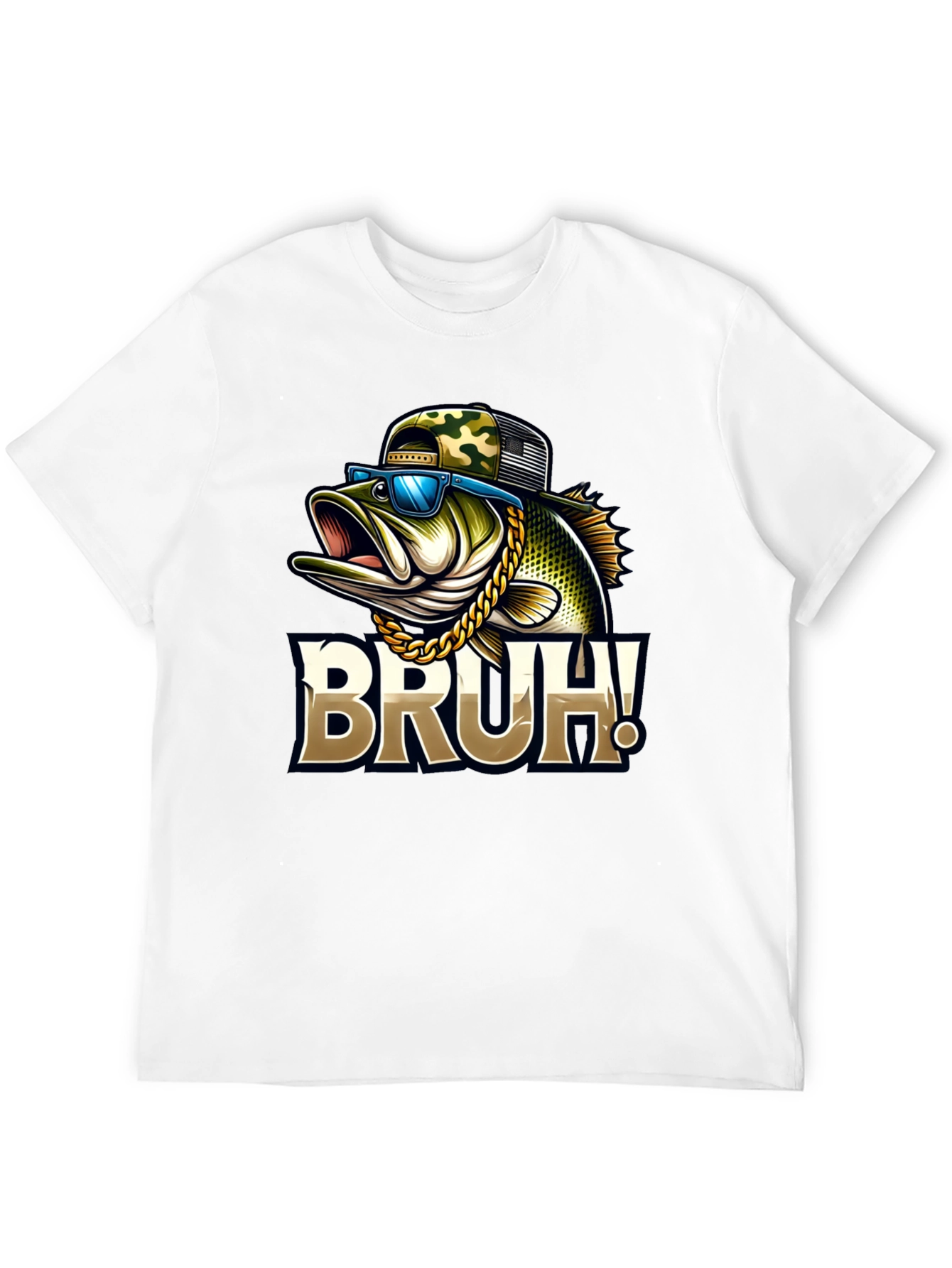 Black Bruh Fishing Bass Graphic T-Shirt view 12