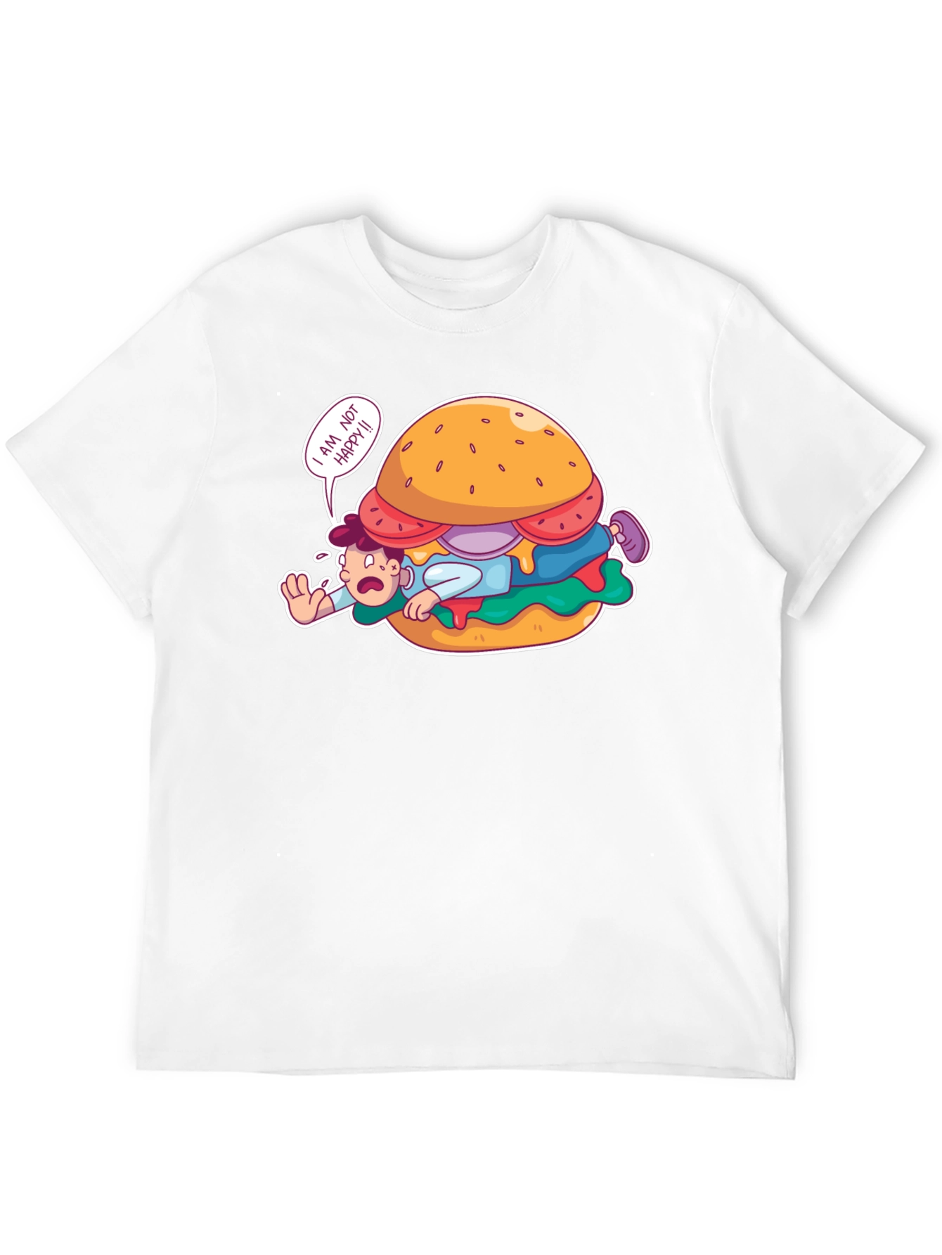 Black Funny 'I Am Not Happy' Burger Graphic T-Shirt view 12