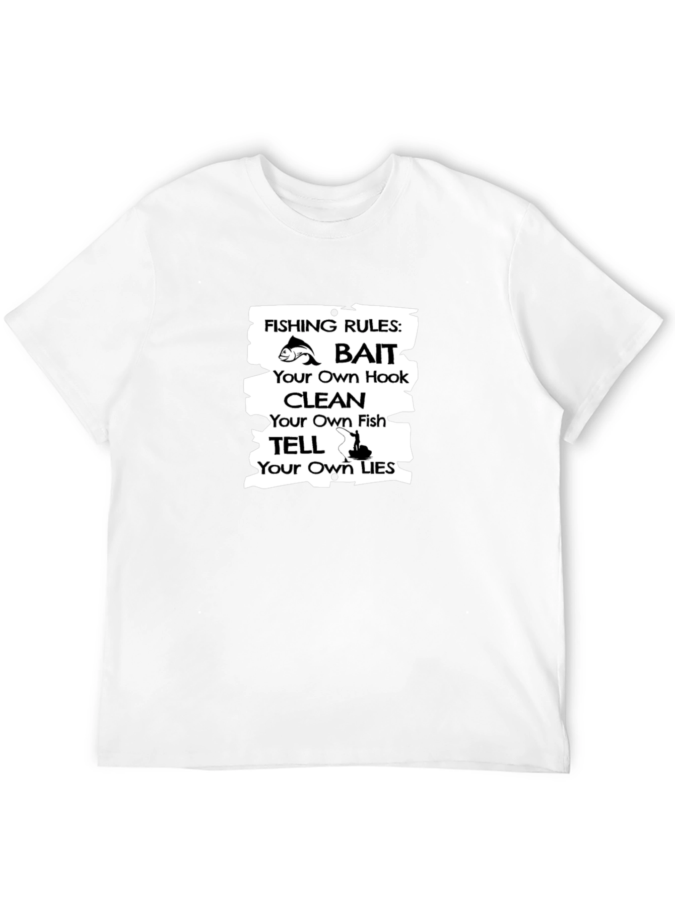 Black Fishing Rules Graphic T-Shirt view 12