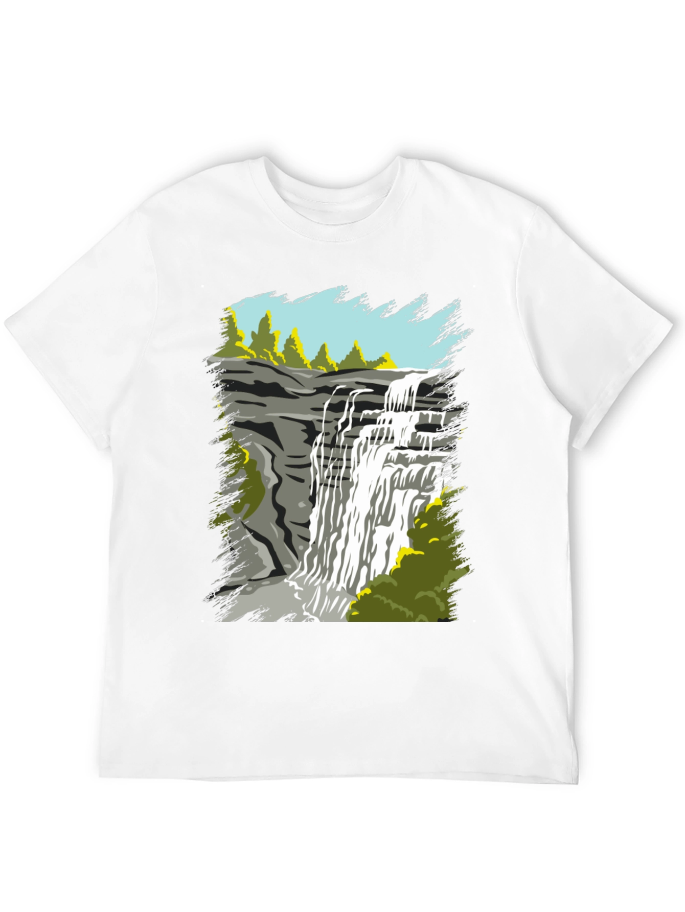 Black Waterfall Graphic Tee - Nature Lover's T-Shirt view 12