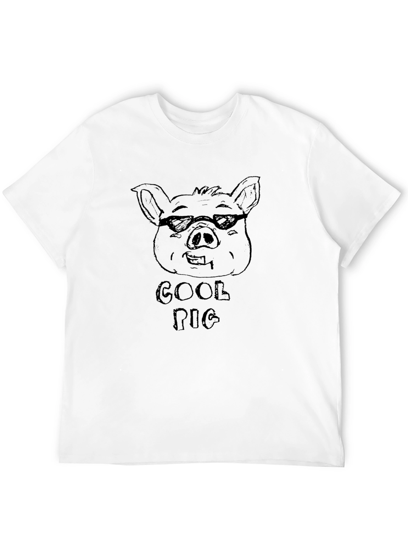 Black Cool Pig Graphic T-Shirt - Black Cotton Tee view 12