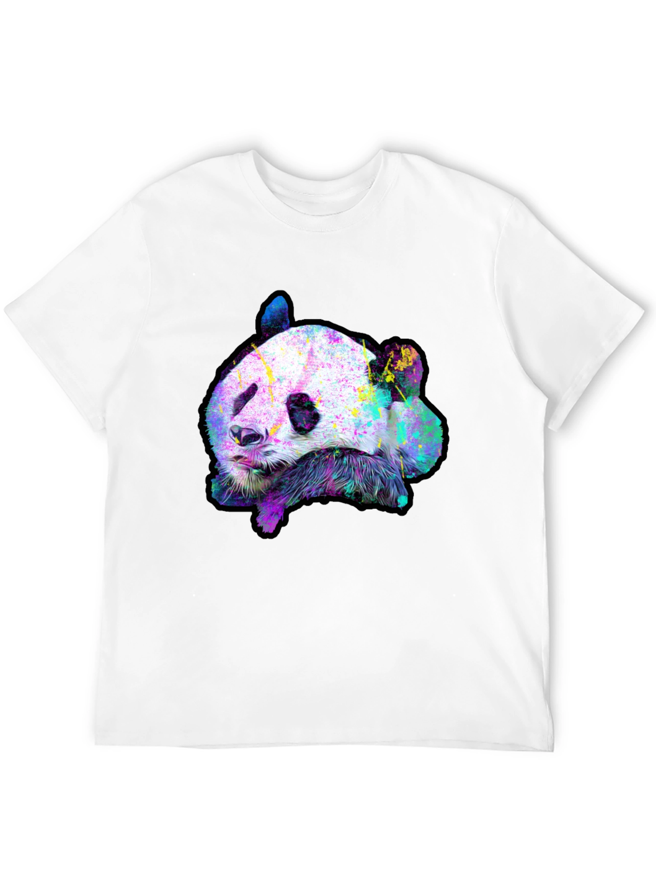 Black Abstract Panda Graphic Tee - Men's Black T-Shirt view 12