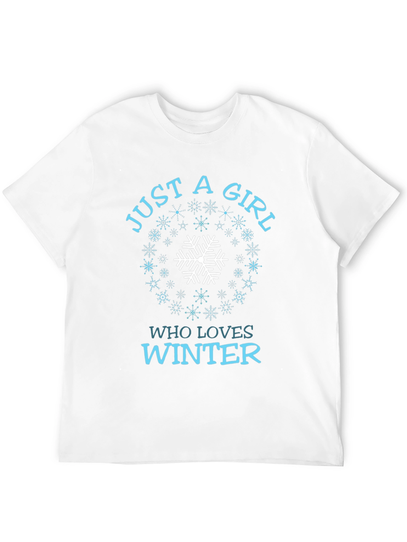 Black Just A Girl Who Loves Winter Snowflake T-Shirt view 12