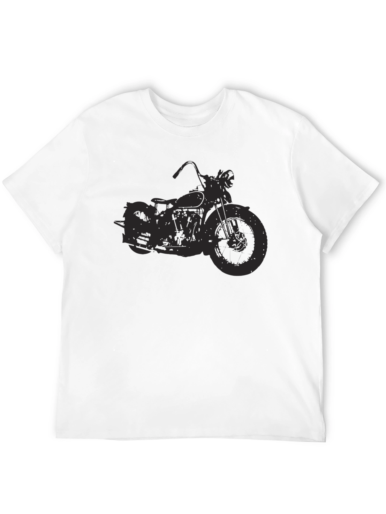 Black Vintage Motorcycle Graphic Tee - Black Cotton Comfort view 12