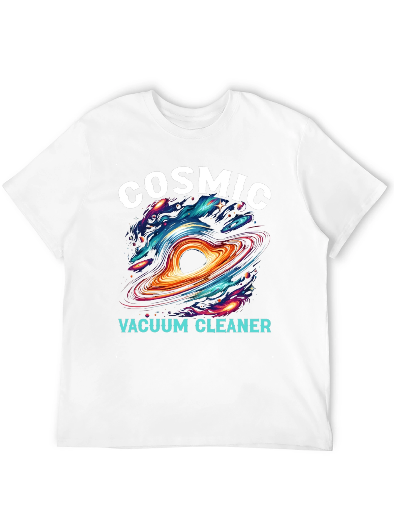 Black Cosmic Vacuum Cleaner Black T-Shirt view 12