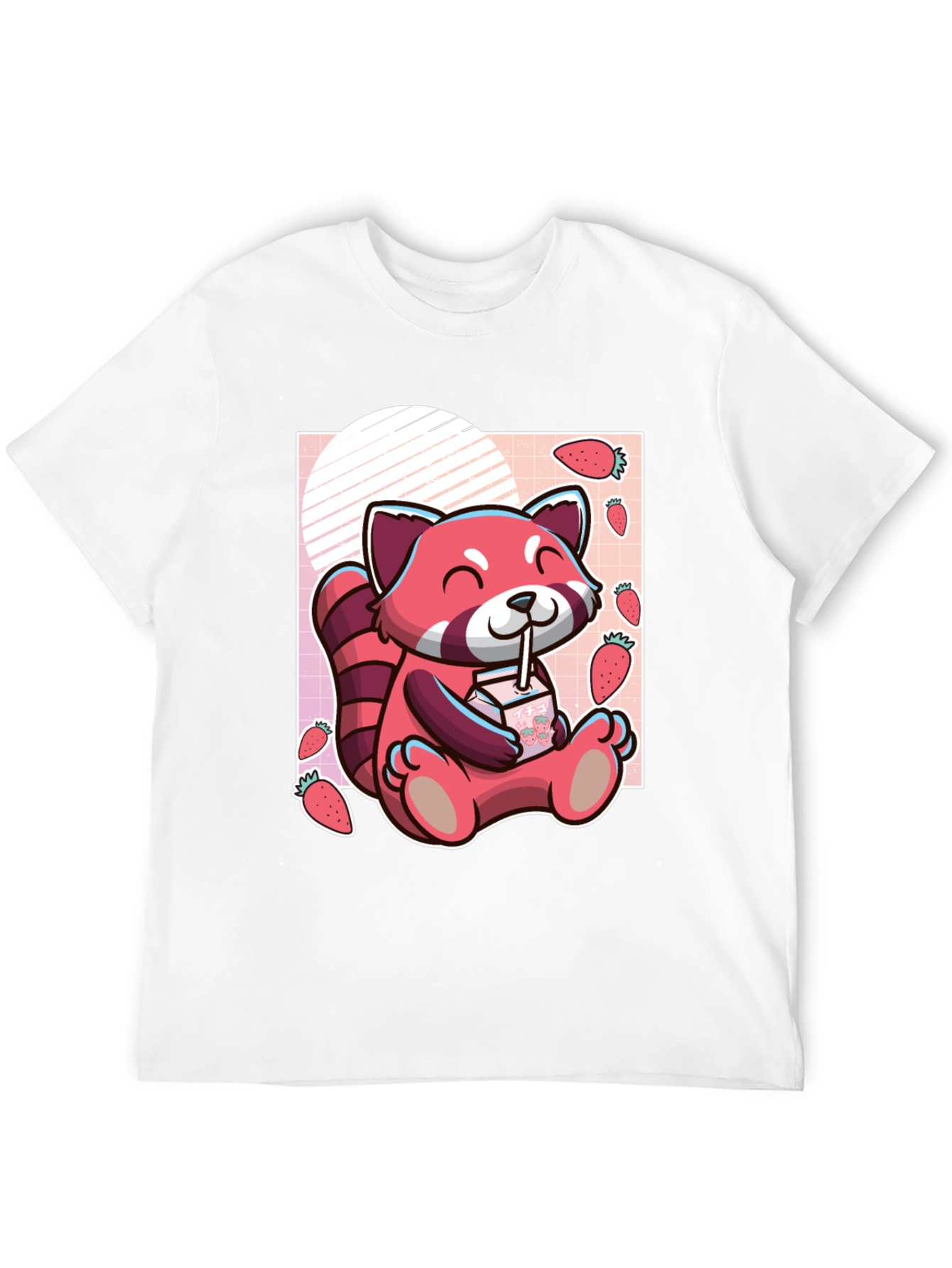 Black Red Panda Strawberry Milk T-Shirt view 12