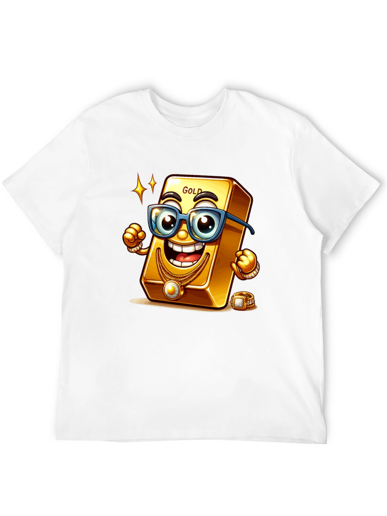 Black Funny Gold Bar Cartoon Graphic Tee view 12