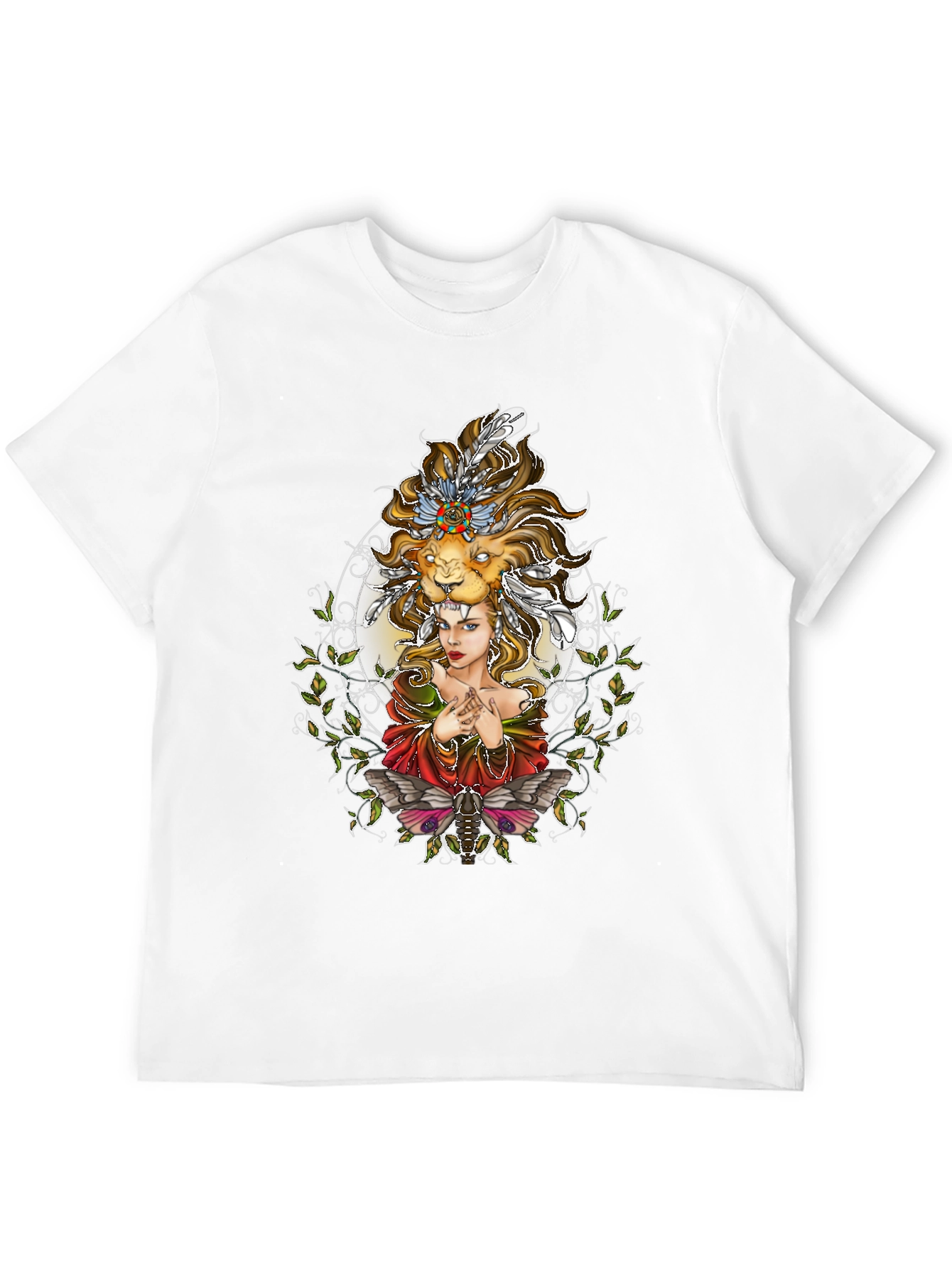 Black Lion Headdress Graphic Print Tee - Unique Design view 12