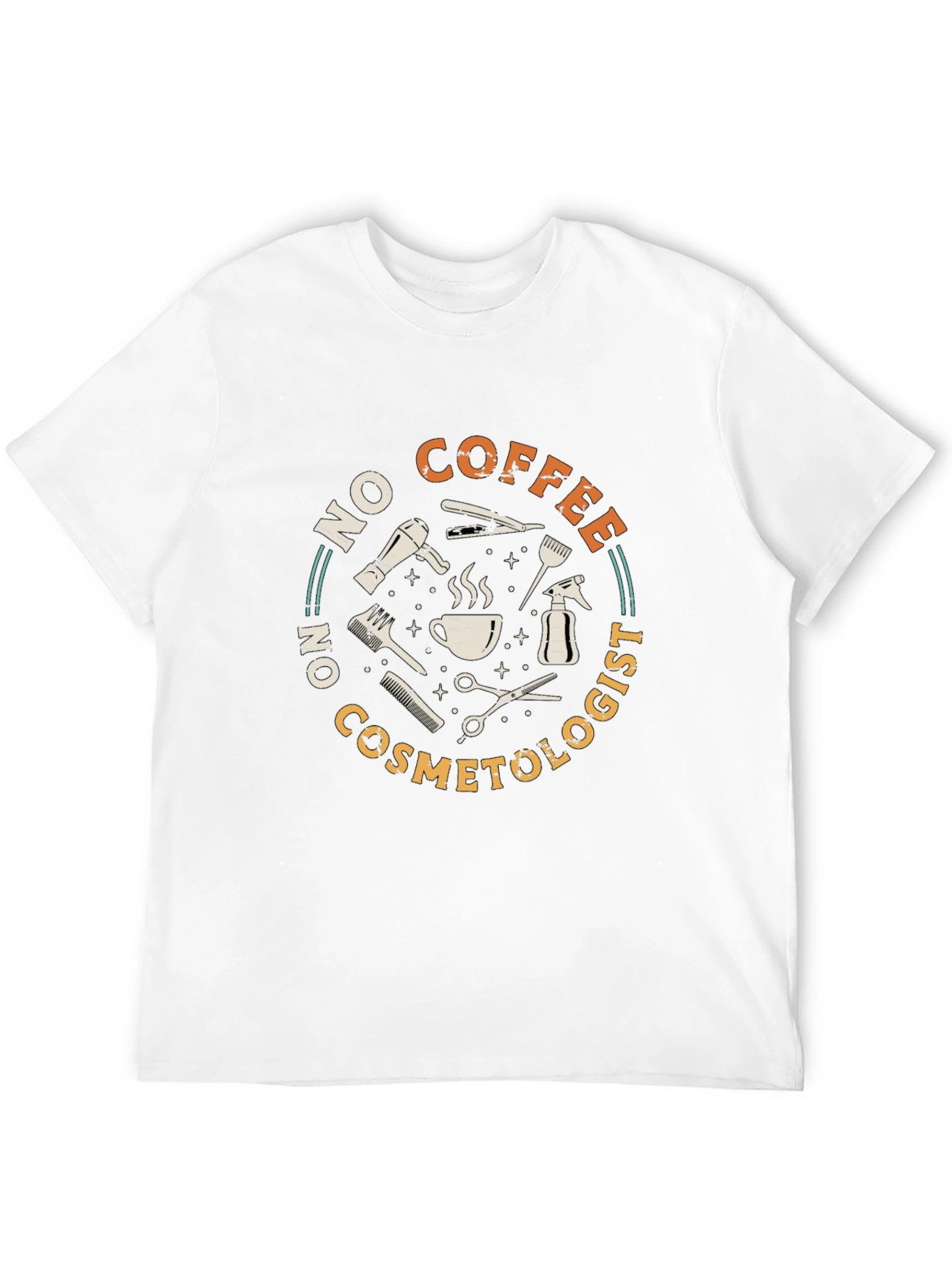 Black No Coffee No Cosmetologist Black T-Shirt view 12
