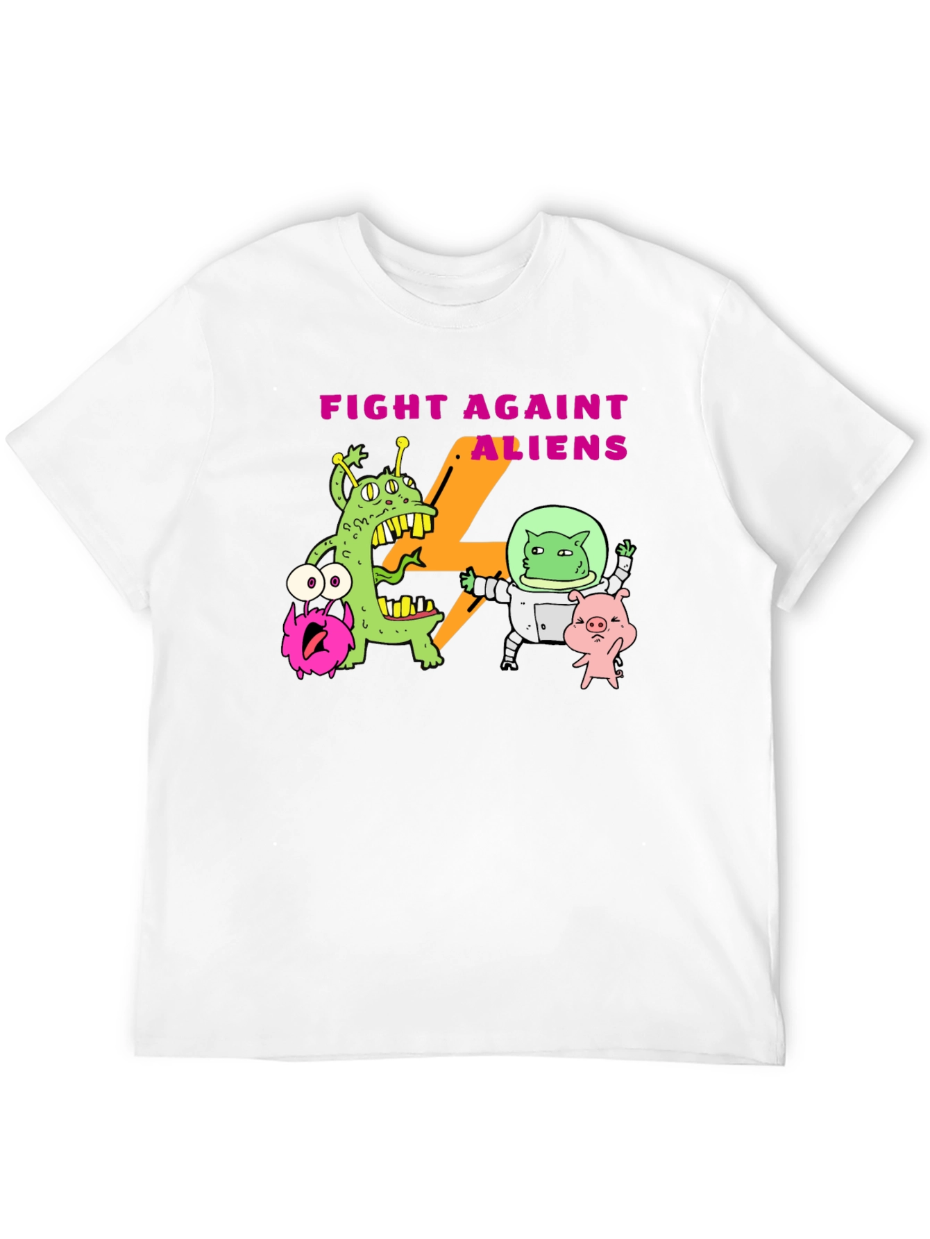 Black Fight Against Aliens Graphic T-Shirt - Black view 12
