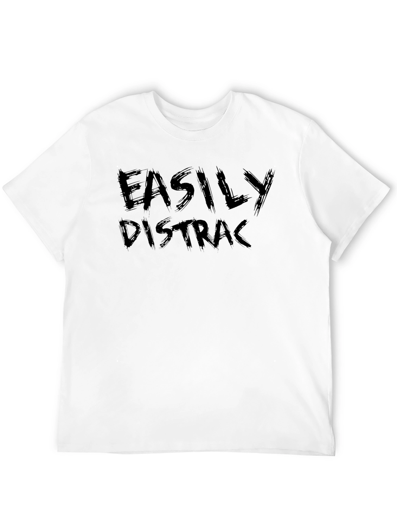 Black Easily Distracted T-Shirt - Soft Cotton Blend, Casual Wear view 12