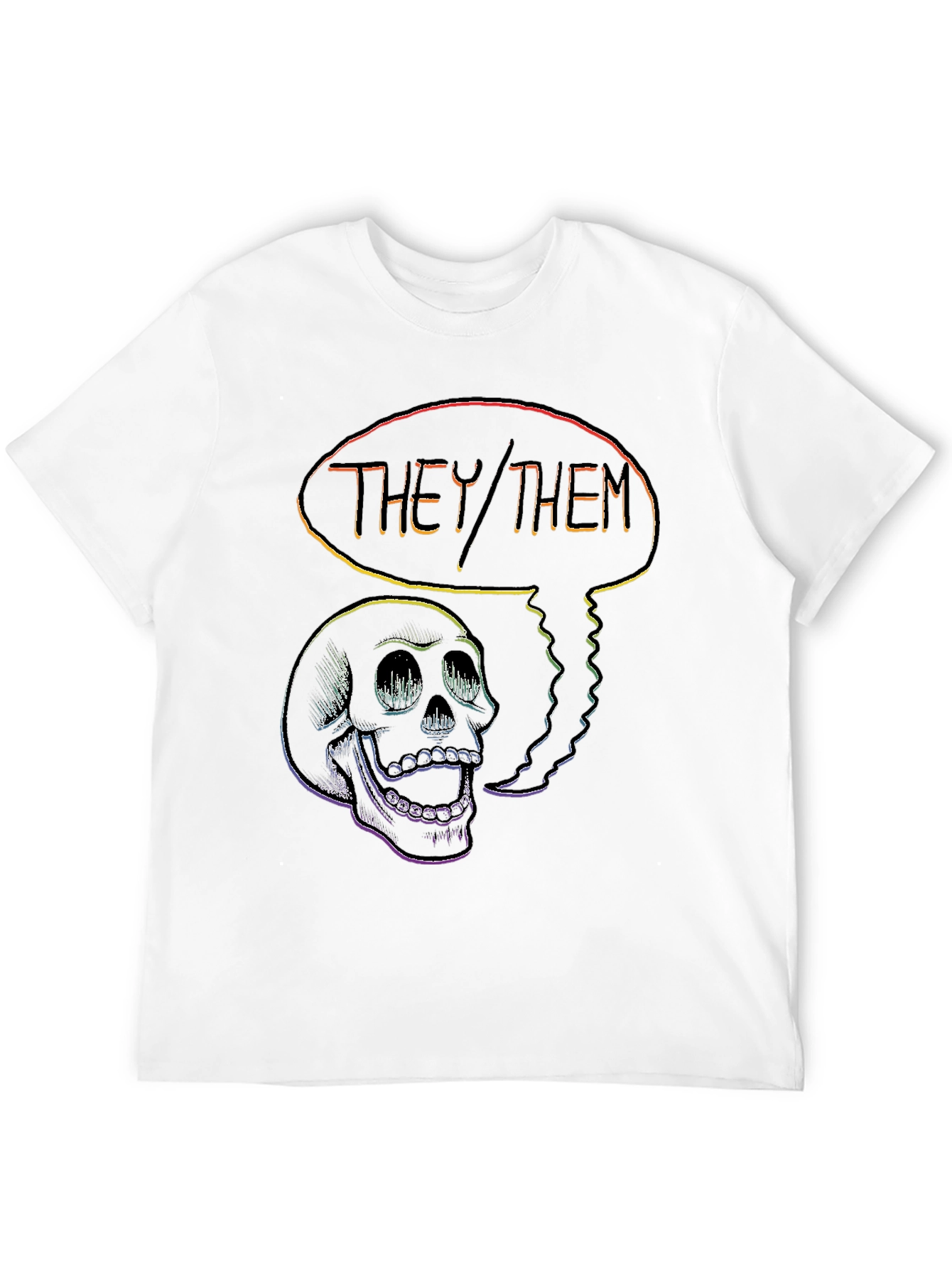 Black THEY/THEM Skull Graphic Tee - Pride & Empowerment view 12