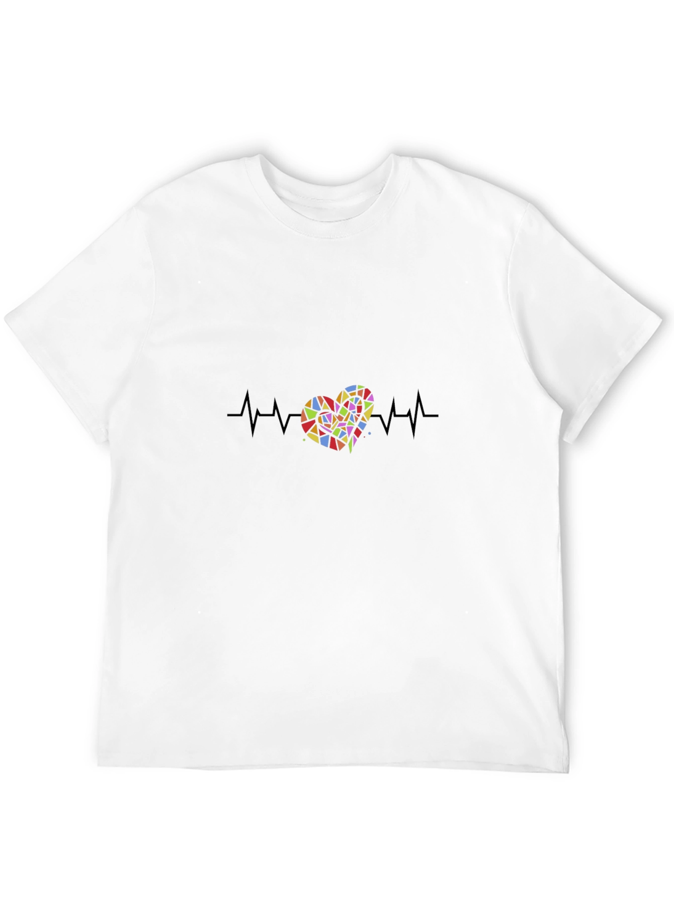 Black Heartbeat Heart T-Shirt - Black view 12