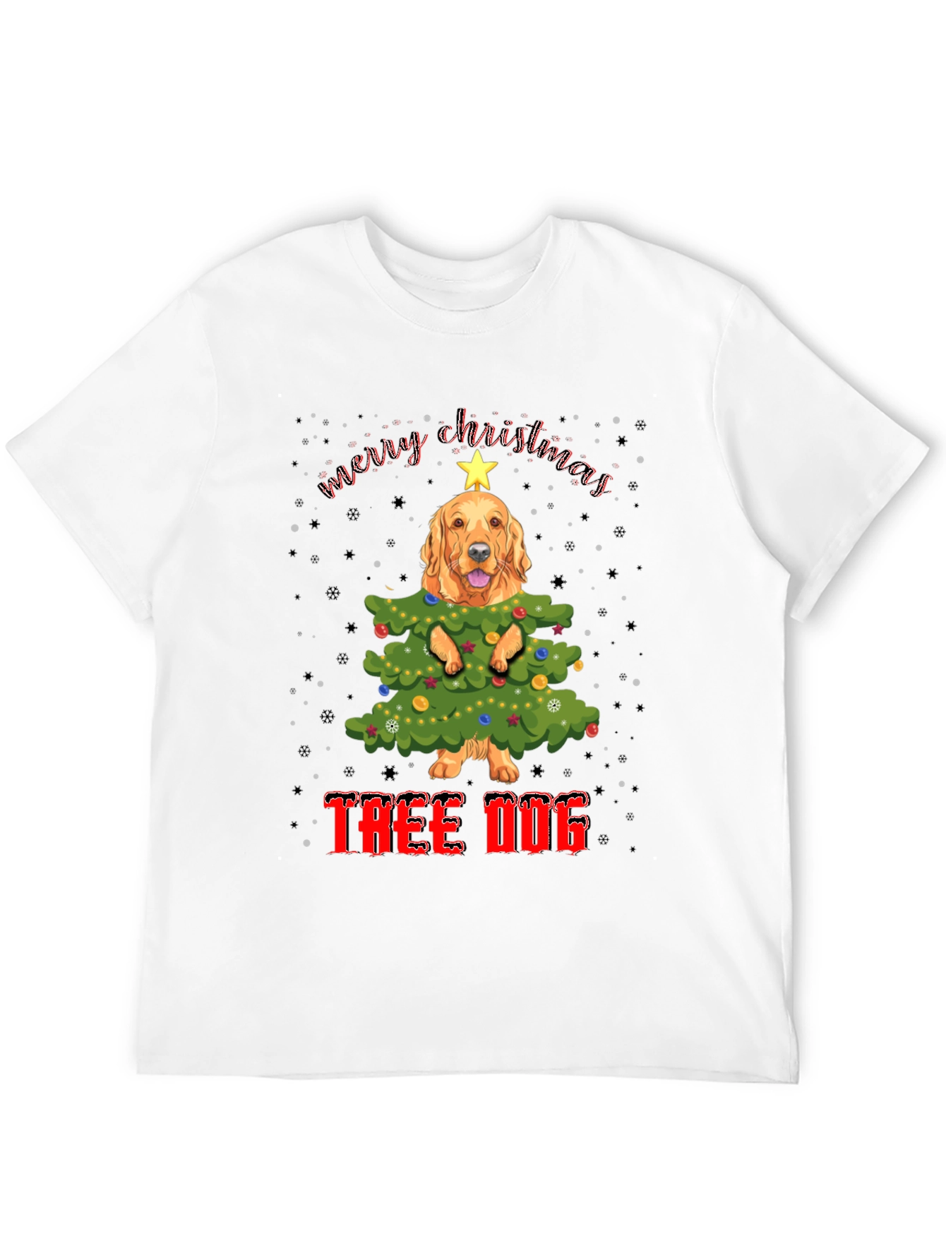 Black Funny Dog Christmas Tree T-Shirt view 12