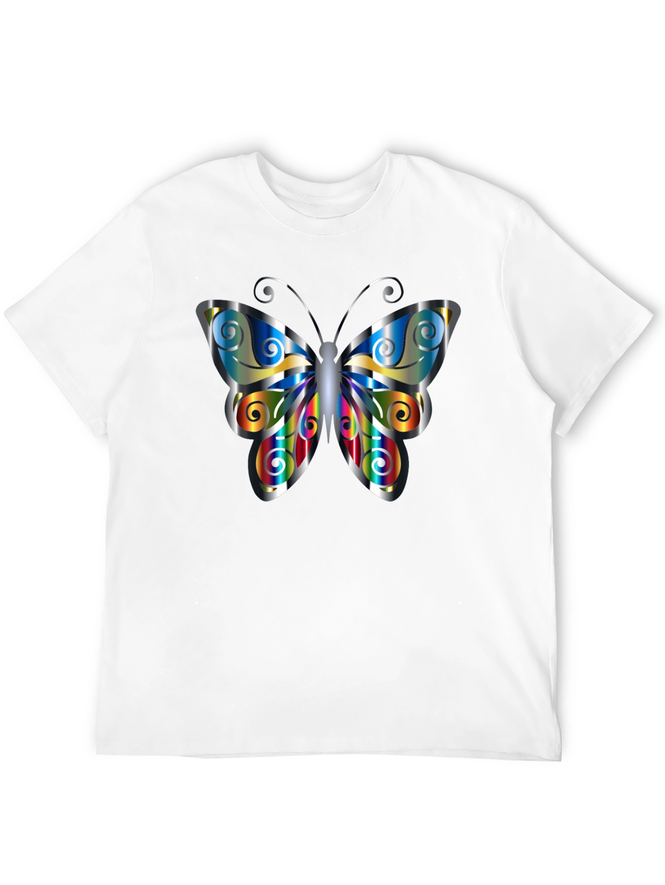 Black Butterfly Graphic Print Men's Black T-Shirt view 12
