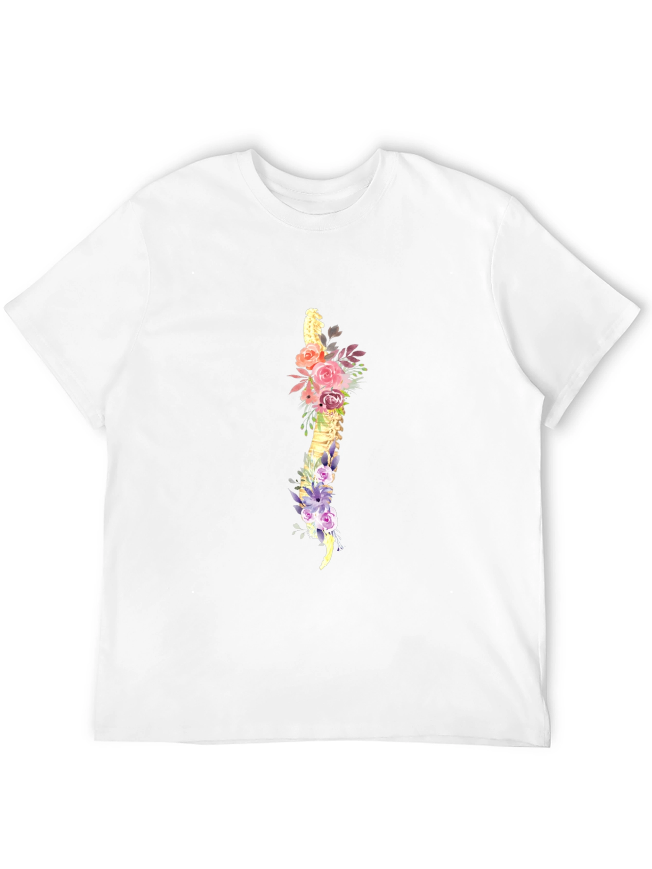 Black Floral Spine Graphic Tee - Black Cotton T-Shirt view 12