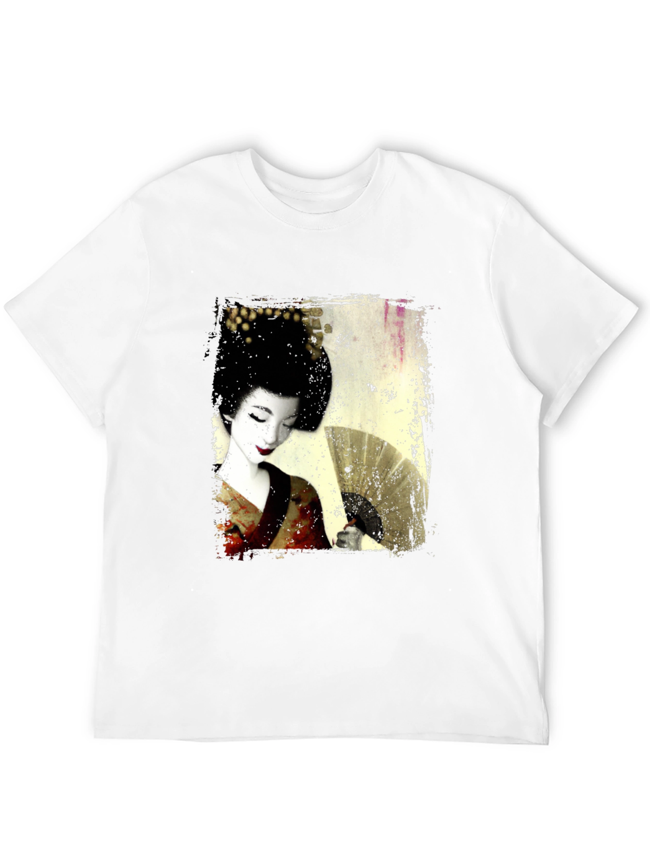 Black Geisha Print Black T-Shirt view 12