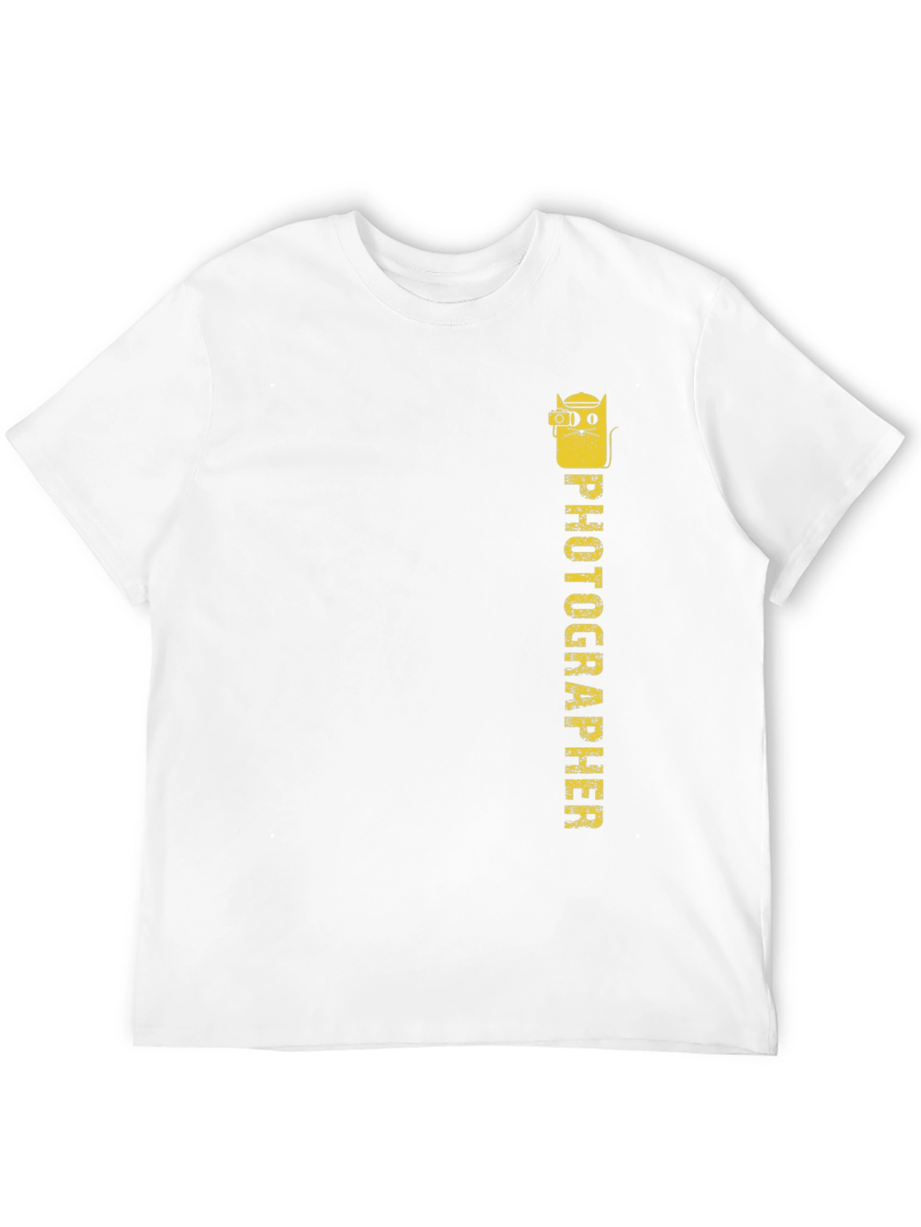 Black Photographer Cat Graphic Tee - Black Cotton T-Shirt view 12