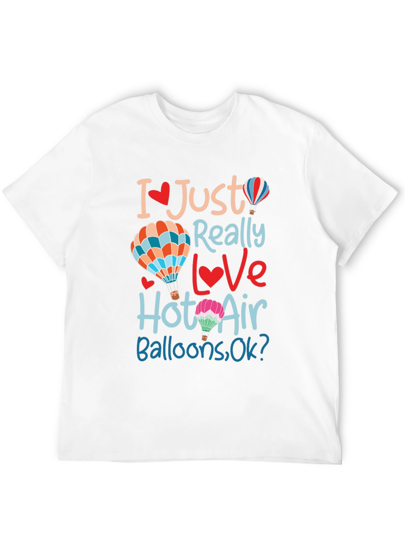 Black I Love Hot Air Balloons Black T-Shirt view 12